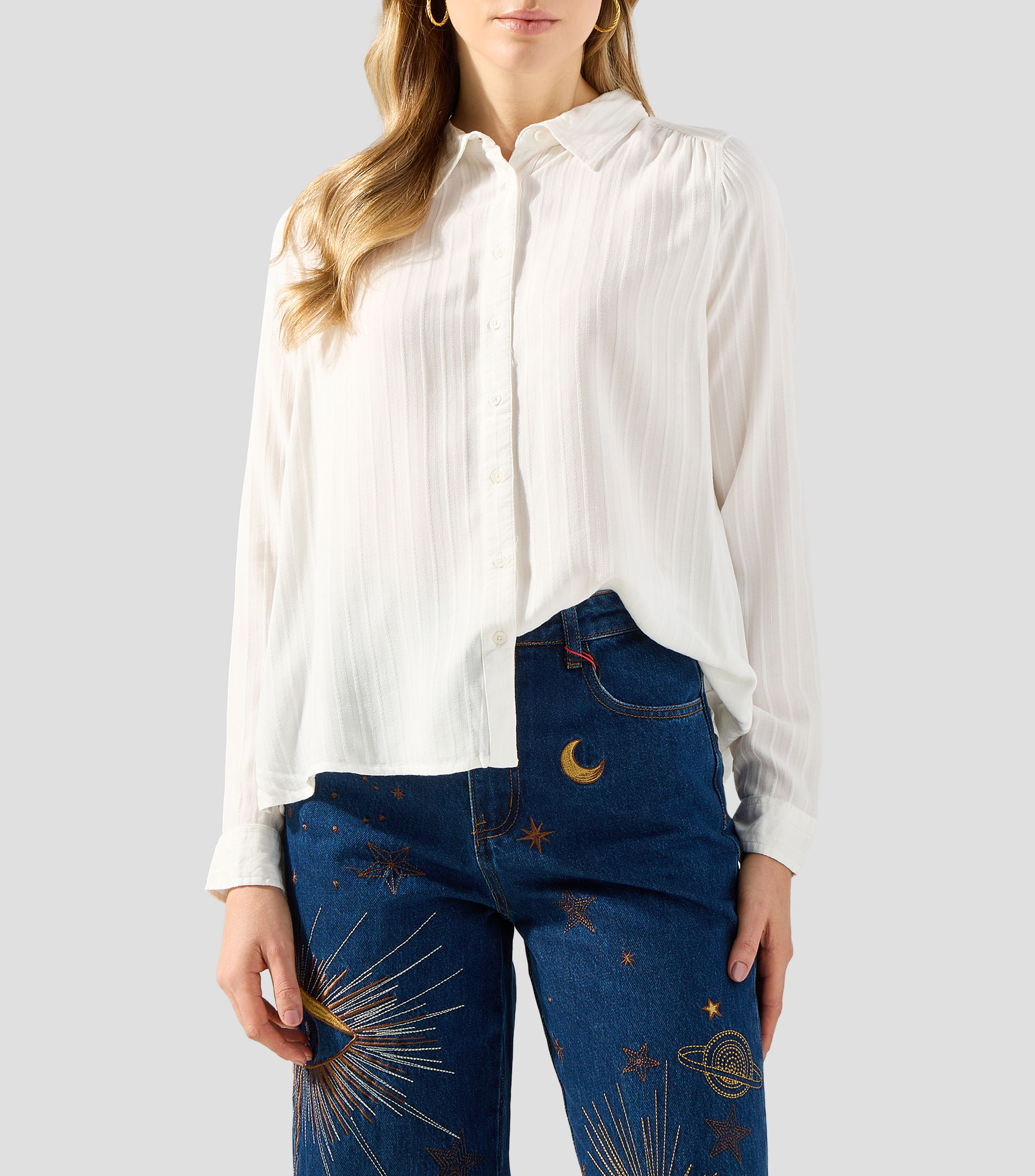 Camisa de líneas manga larga Mujer