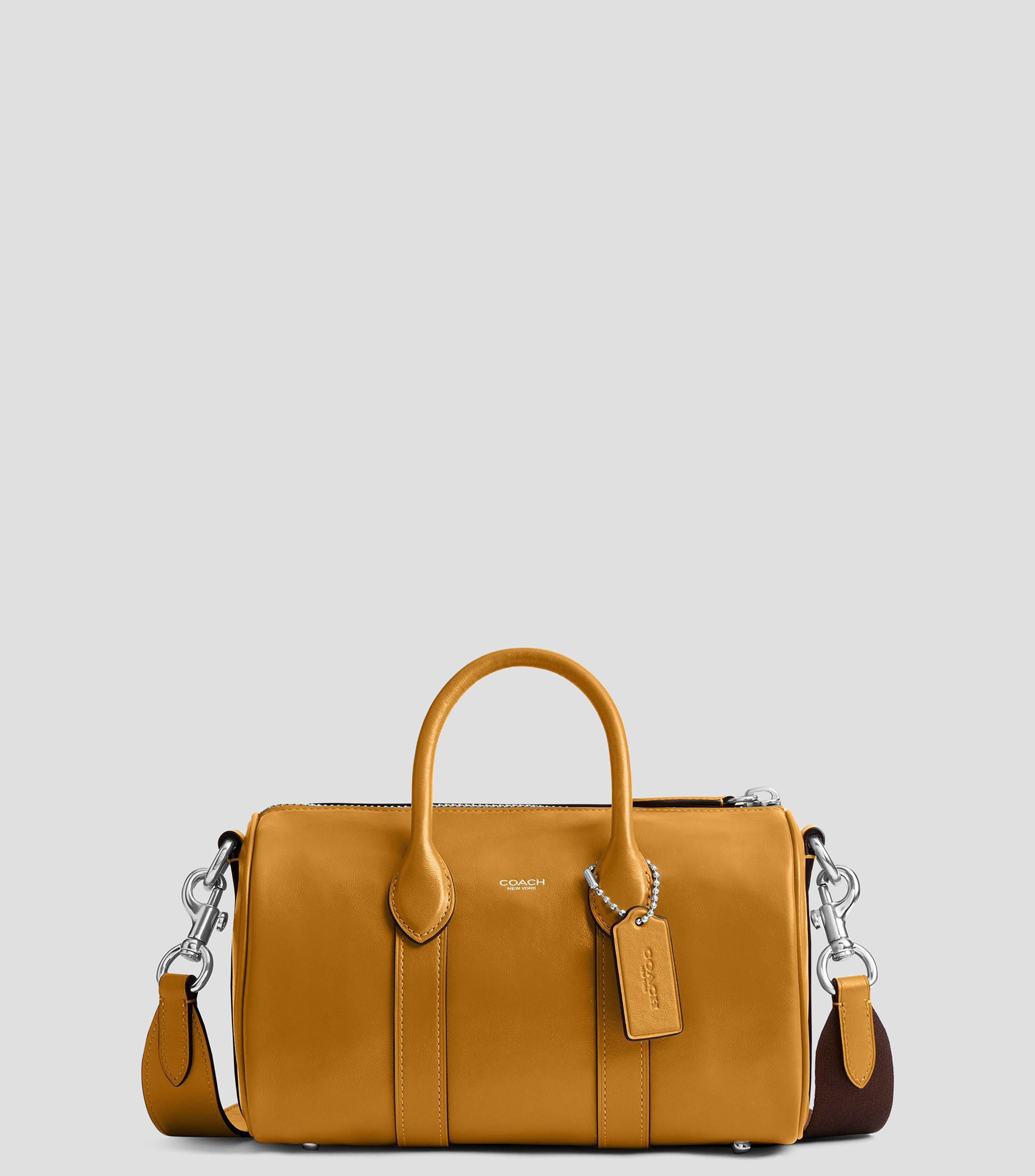 Bolsa bowler en piel amarillo Compass lisa Mujer