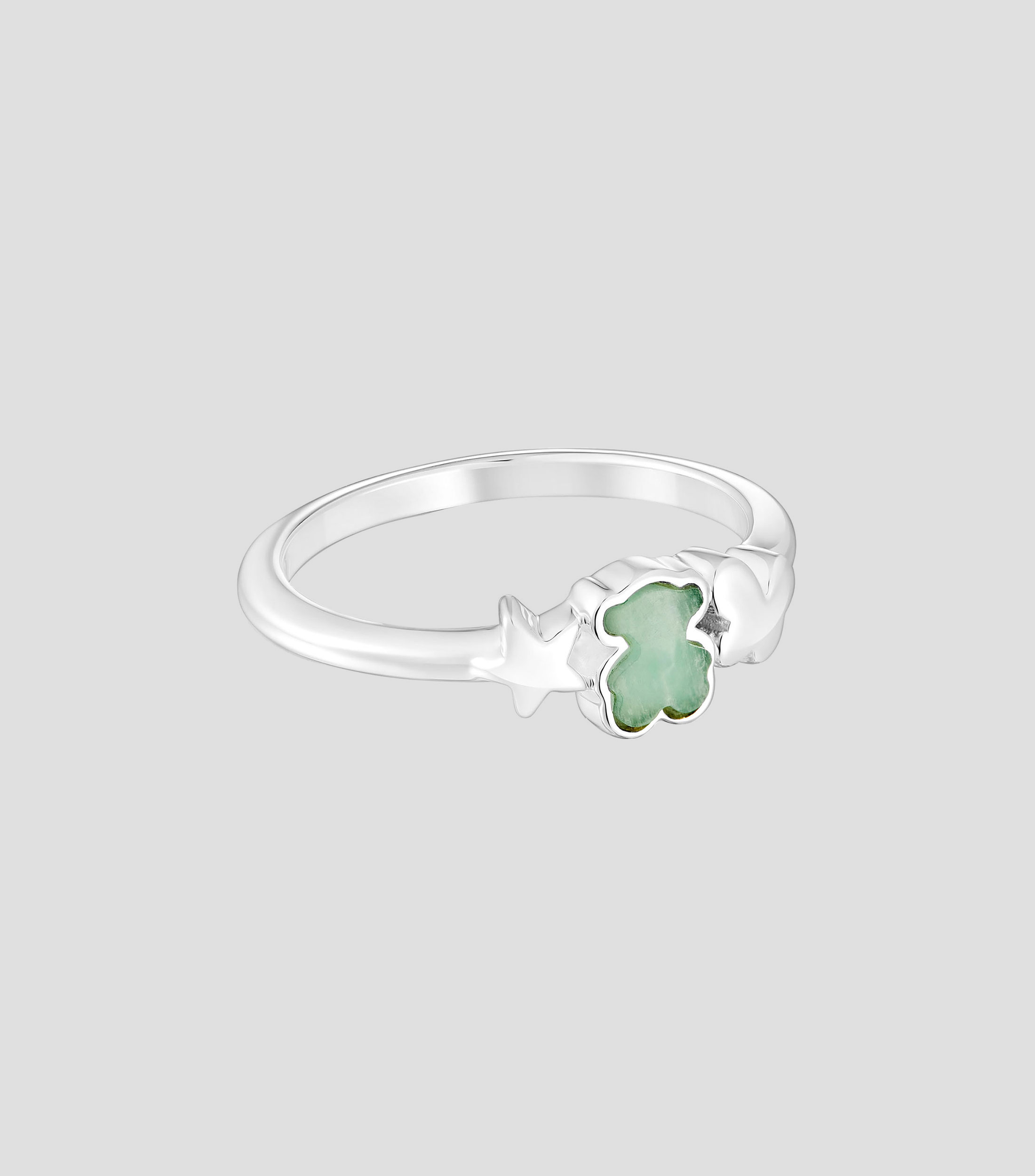 Anillo en plata con amazonita en forma de oso Mujer