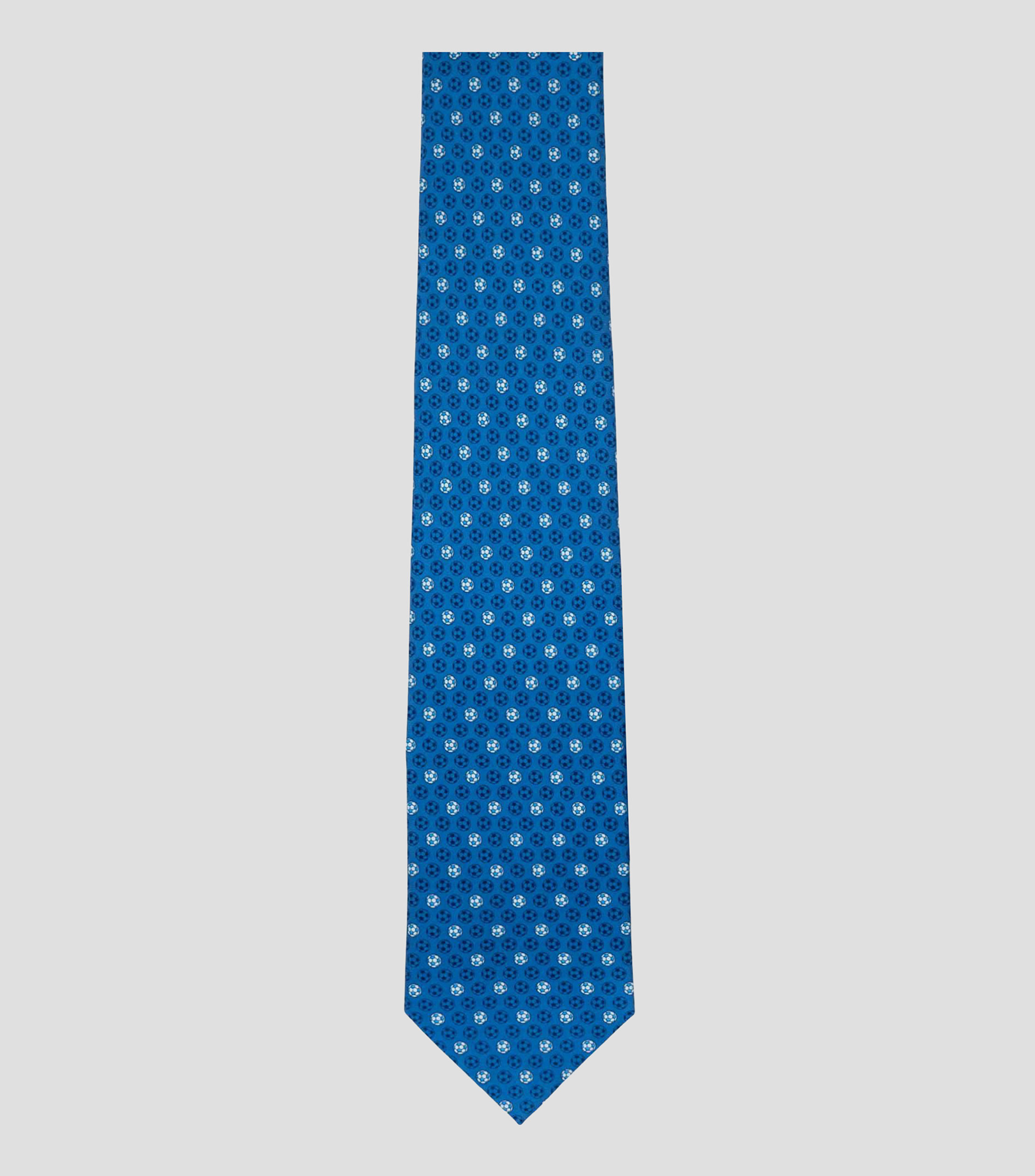Corbata ancha en seda azul estampada