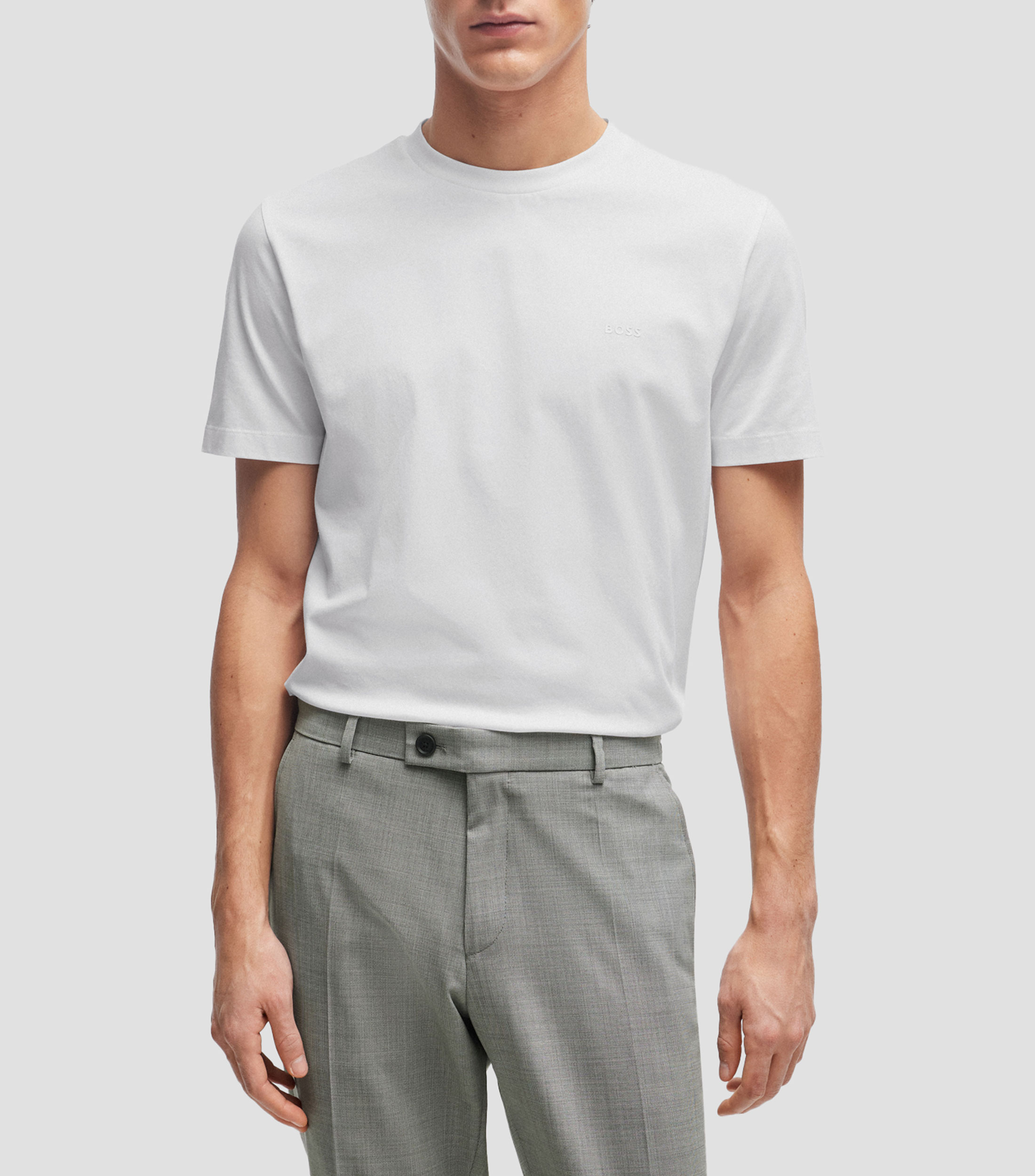 Playera en punto de algodón con logo estampado de goma Hombre