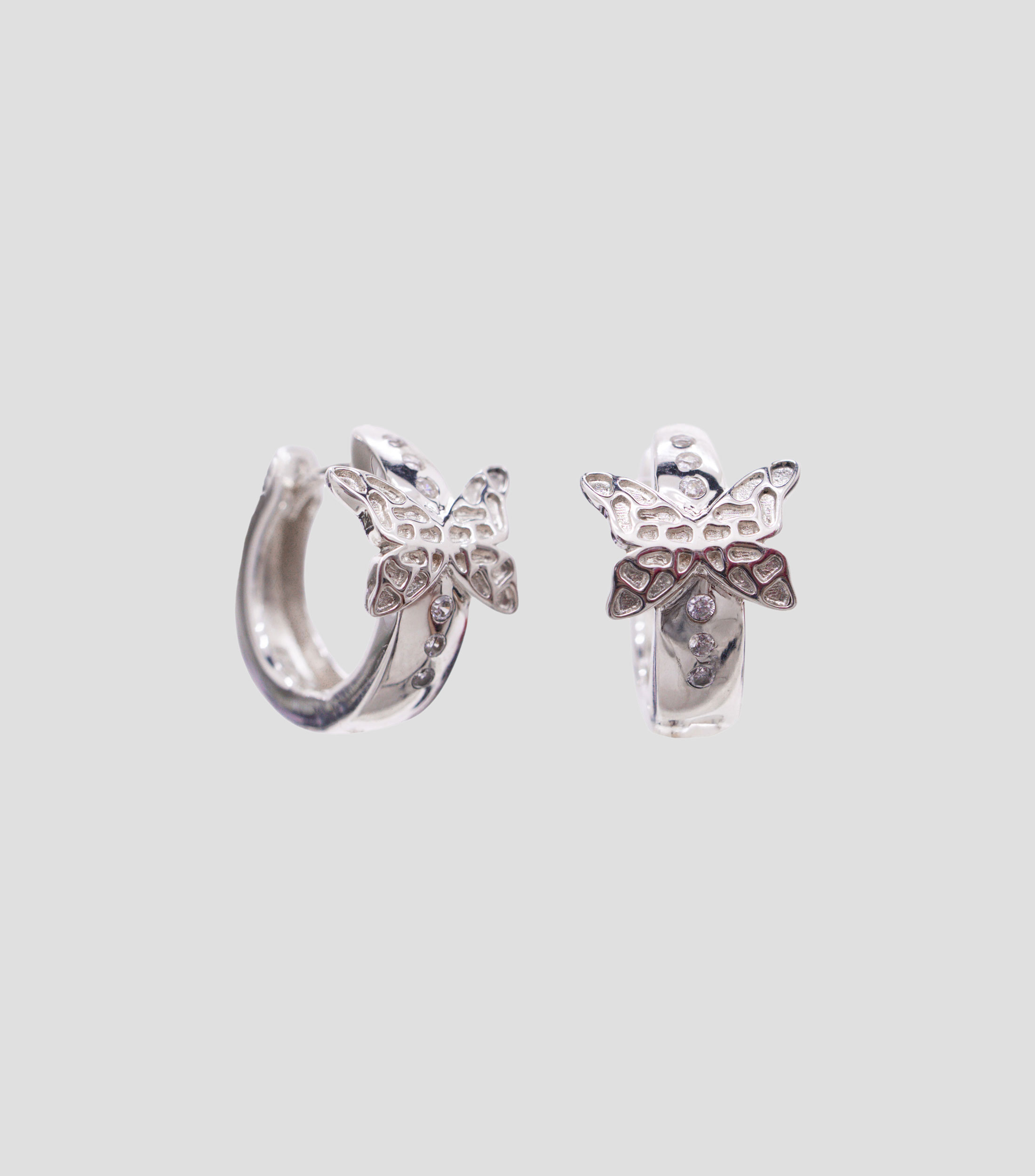 Aretes en plata .925 de mariposa con cristales Mujer