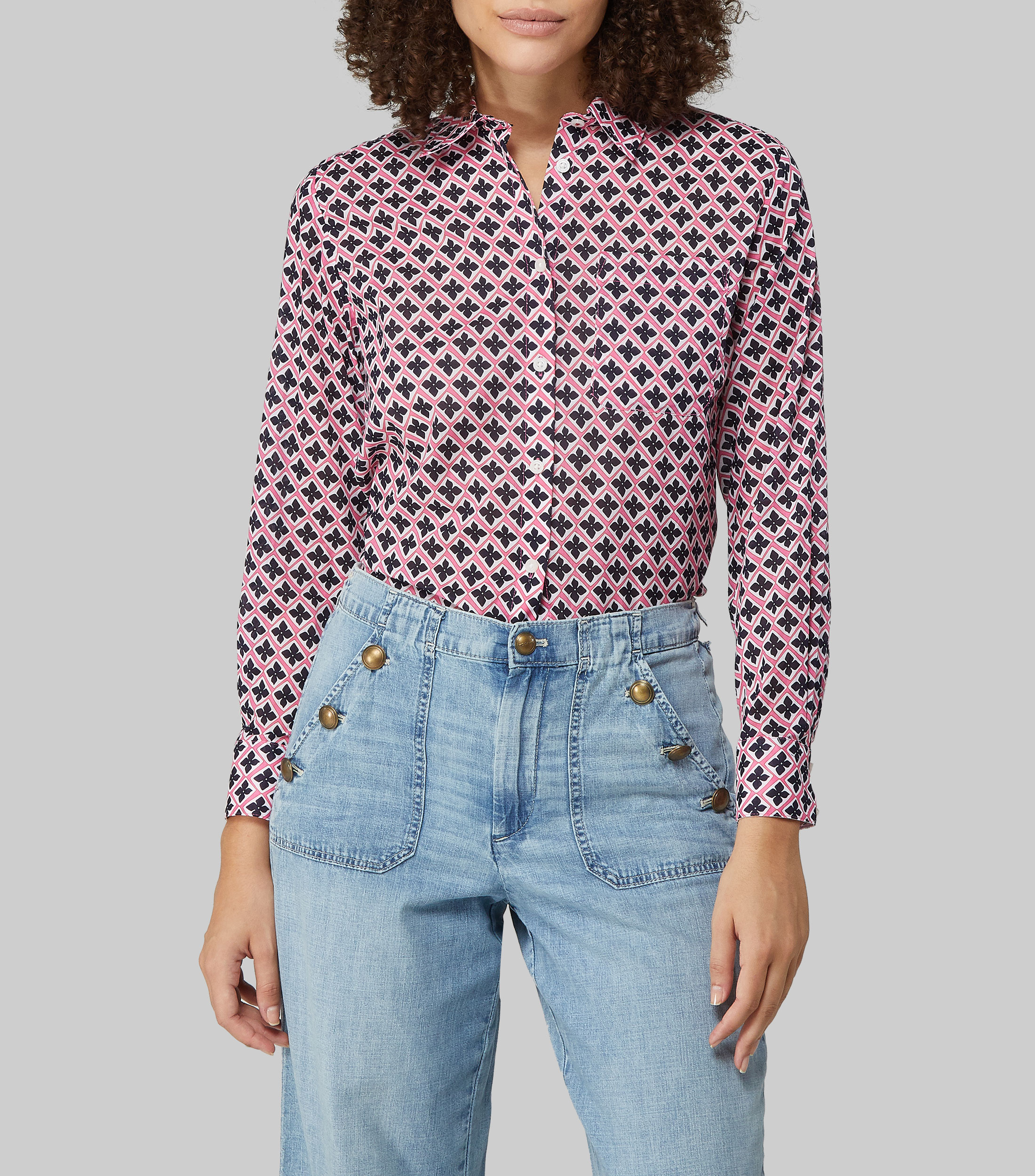 Camisa estampada de manga larga Mujer