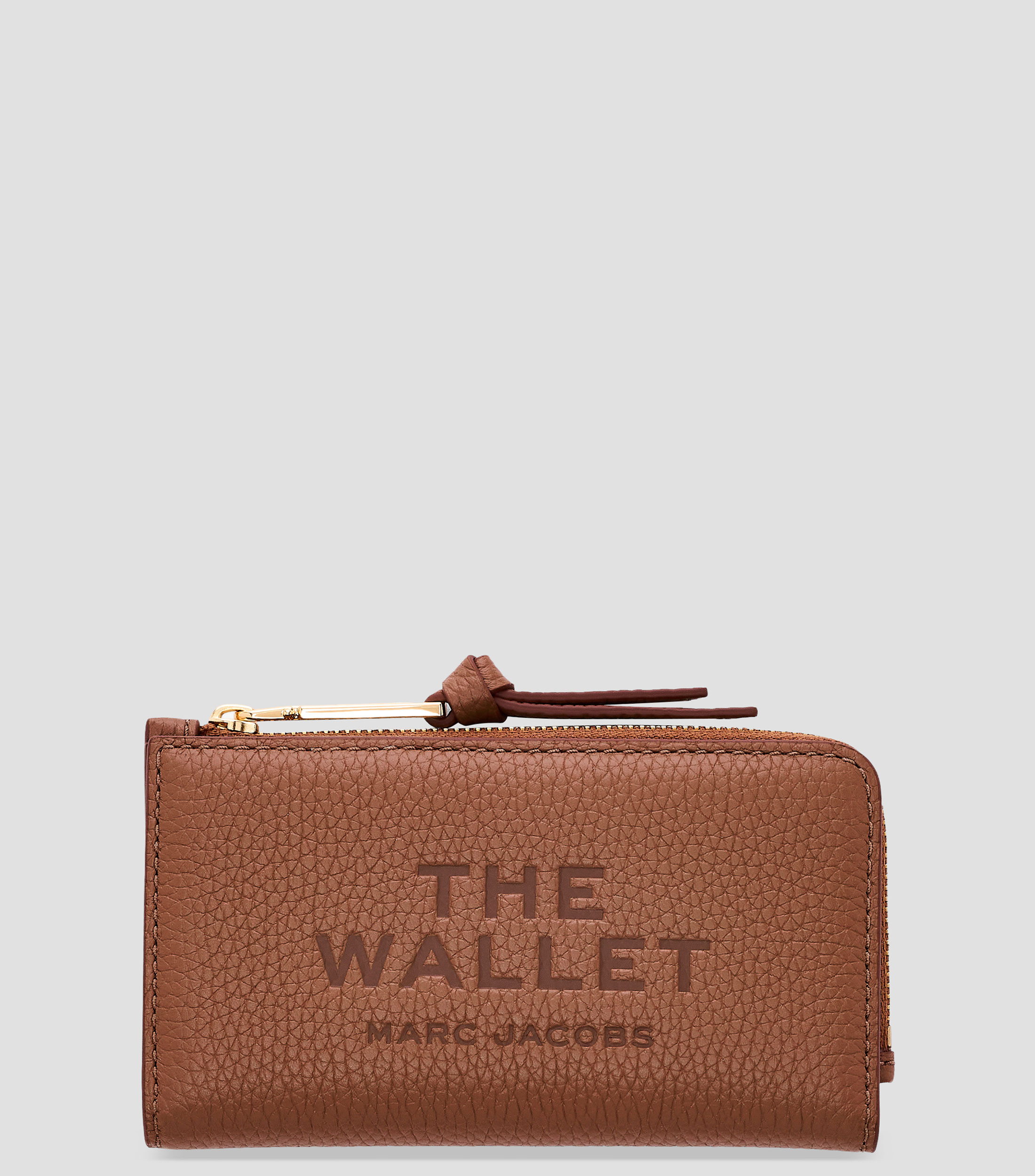 Cartera café en piel Slim Wallet lisa Mujer