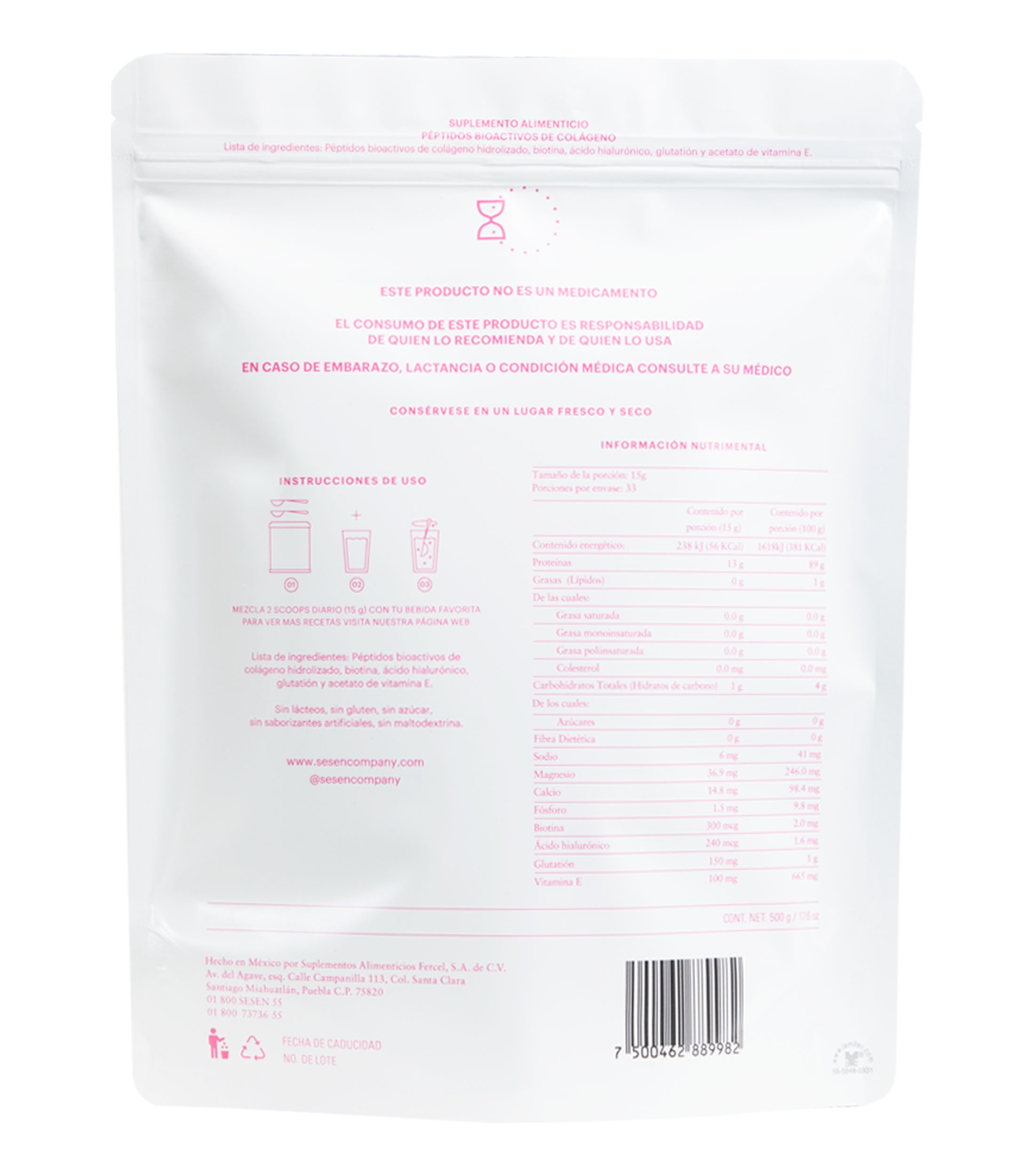Suplemento Alimenticio Colágeno Hidrolizado, 500 gr
