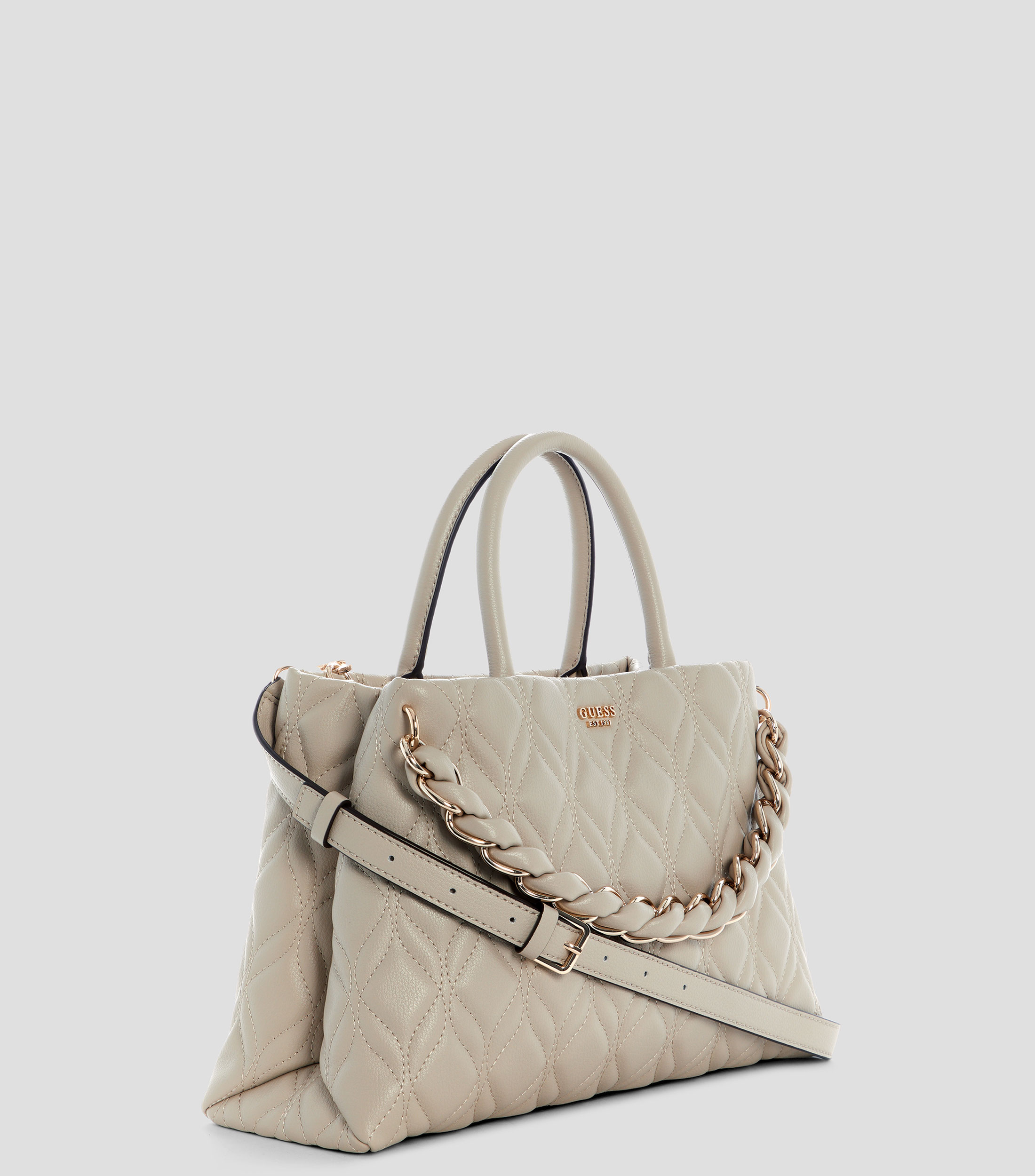 Bolsa satchel beige sólida Mujer