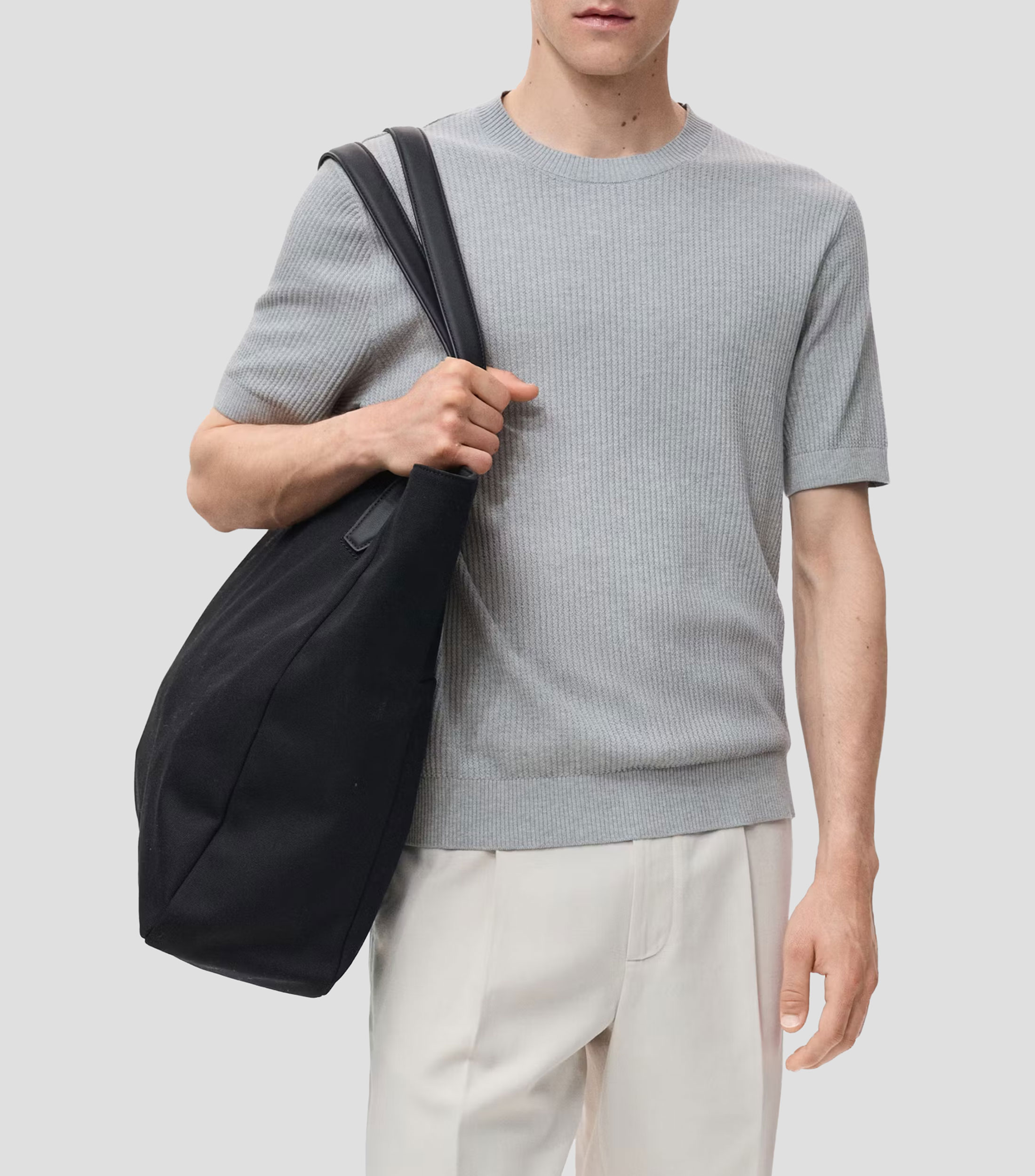 Playera cuello redondo manga corta sólida Hombre