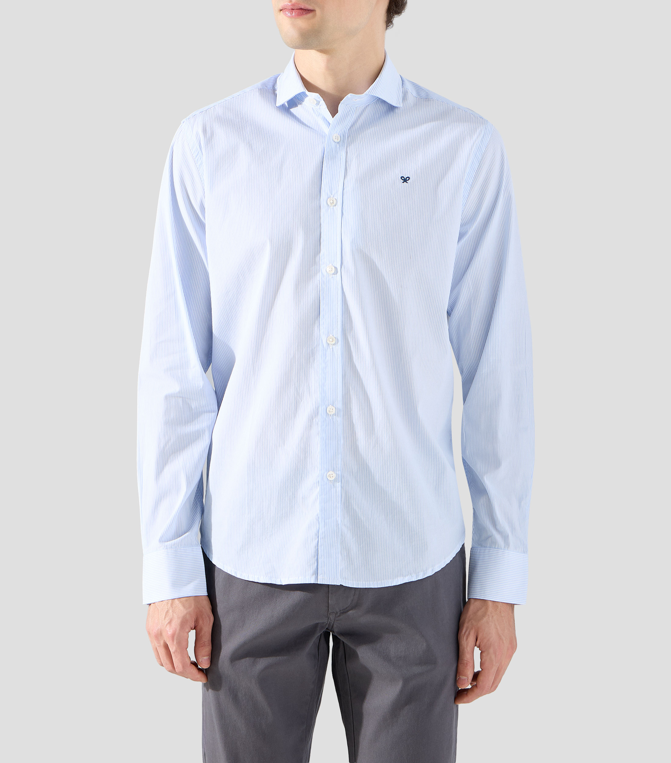 Camisa con rayas manga larga Hombre
