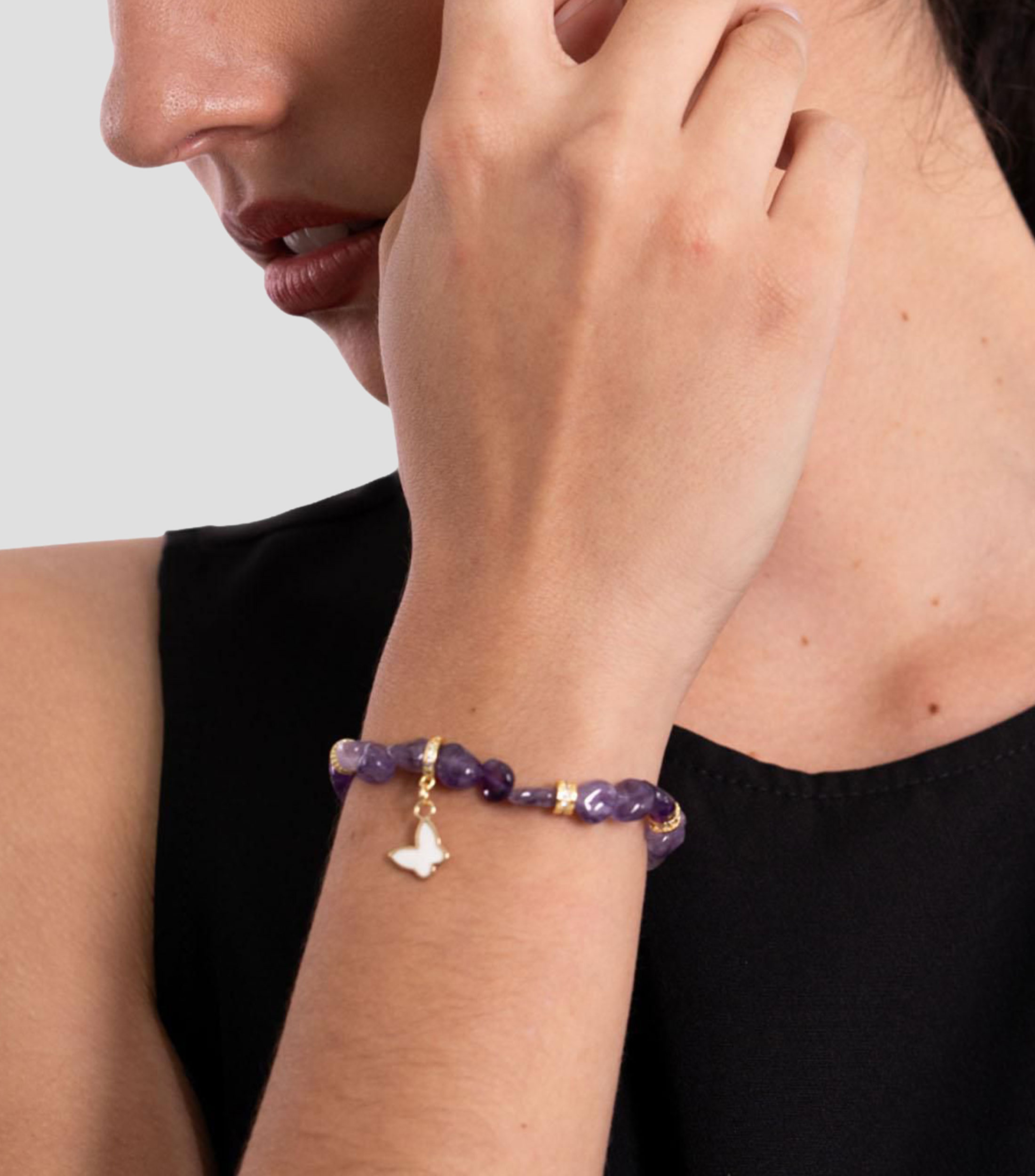 Brazalete con amatista y circonias Mujer