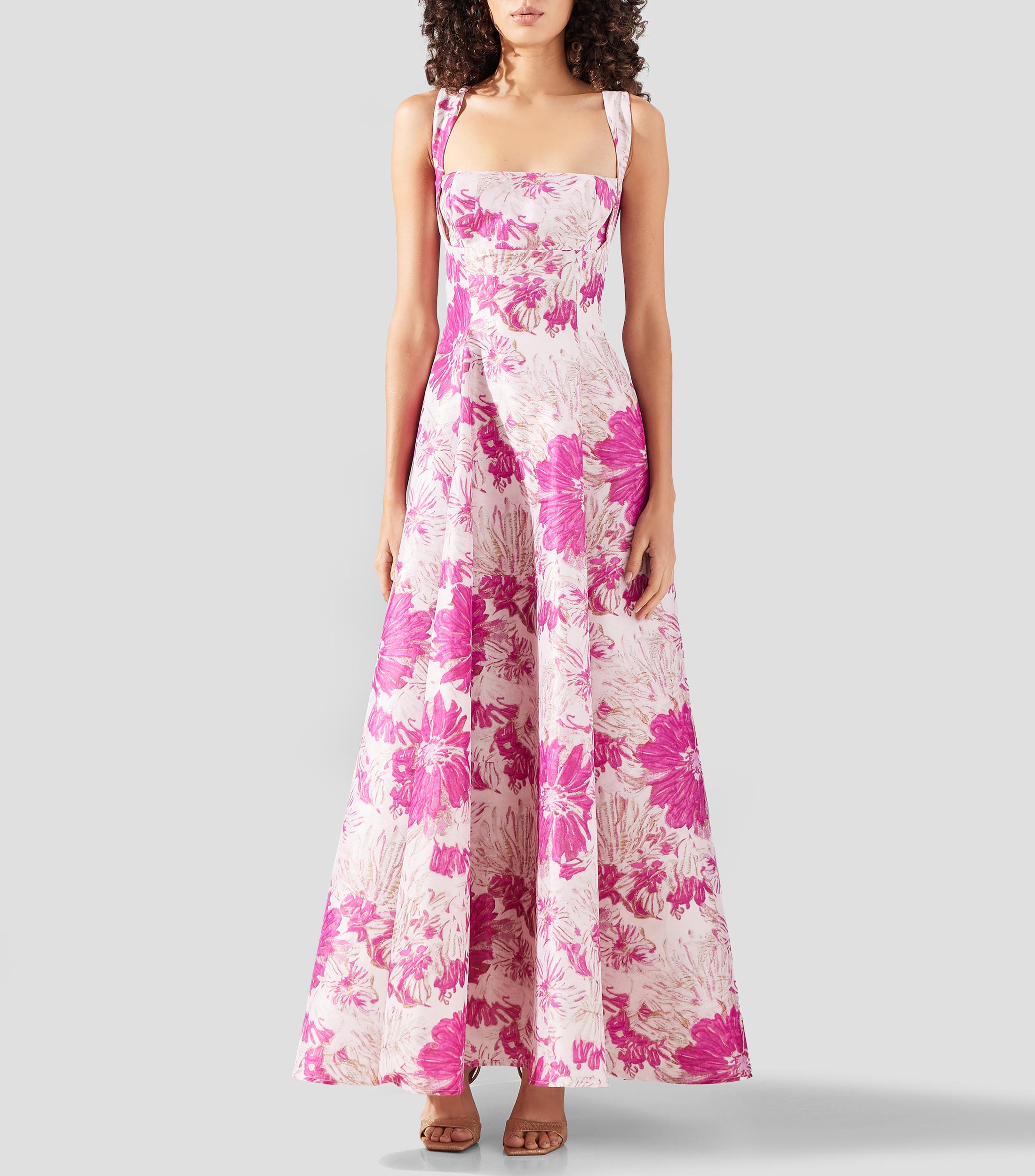 Vestido largo con estampado Mujer