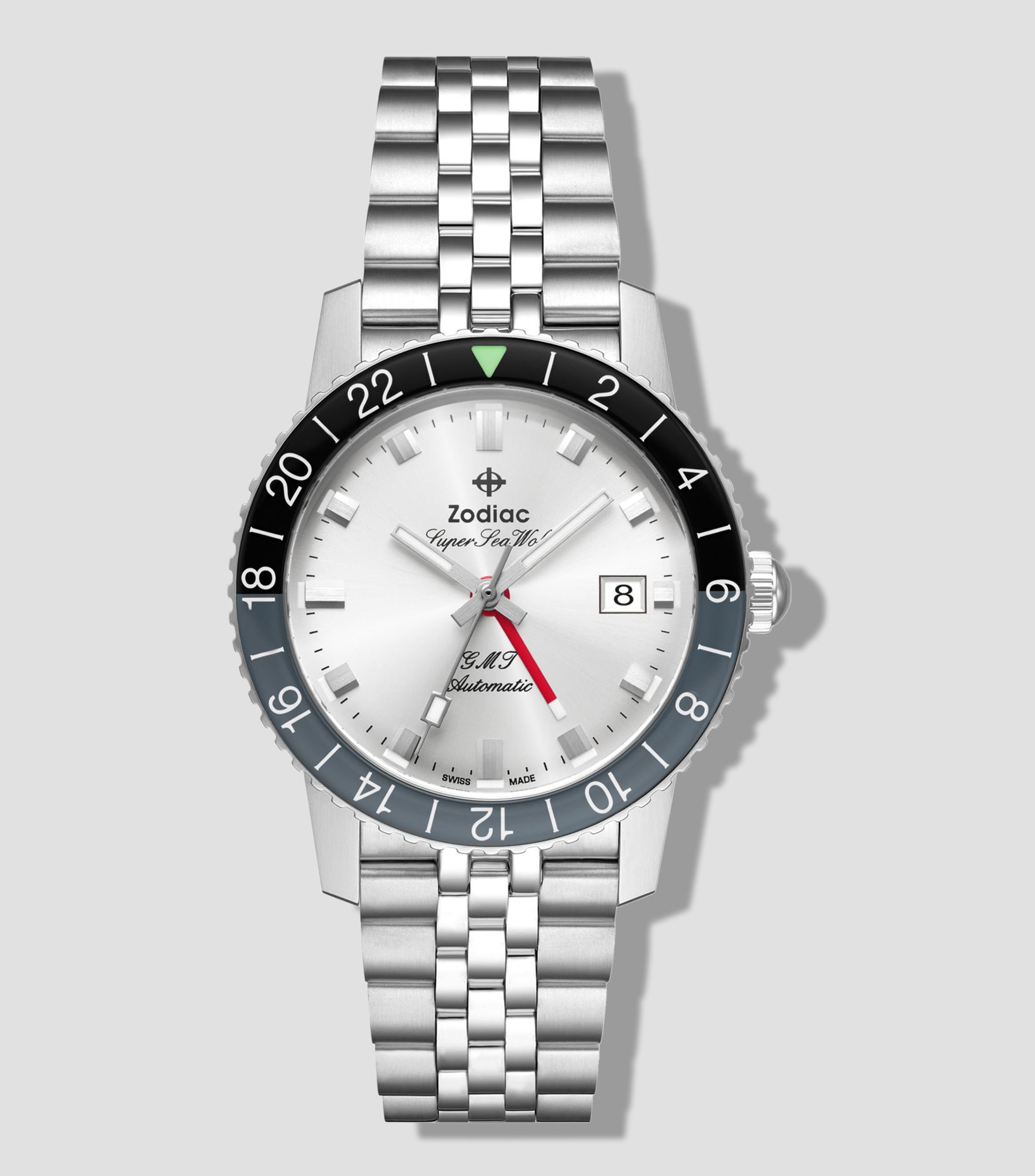 Reloj para Hombre GMT casual plateado, negro