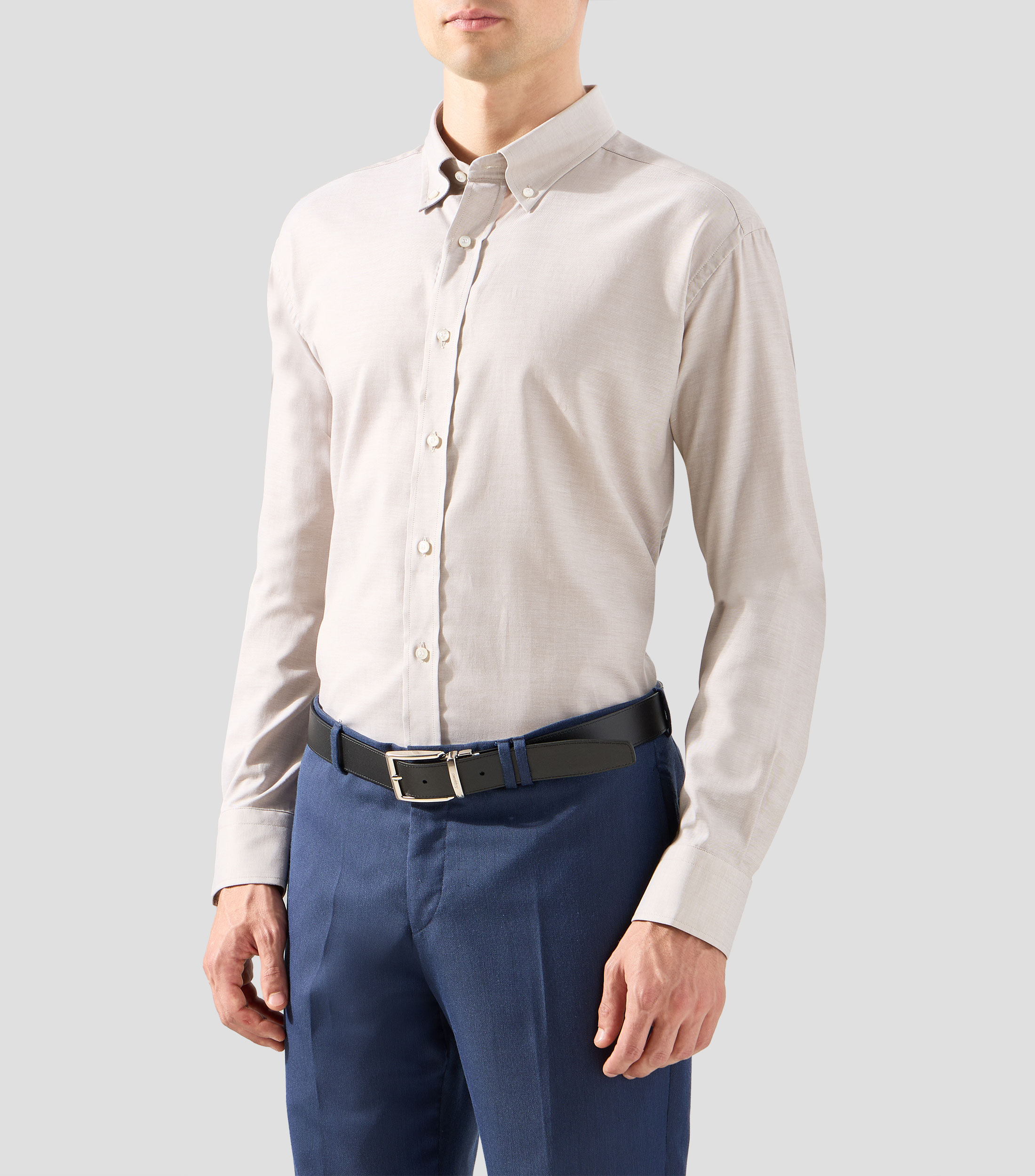 Camisa jaspeada manga larga Hombre