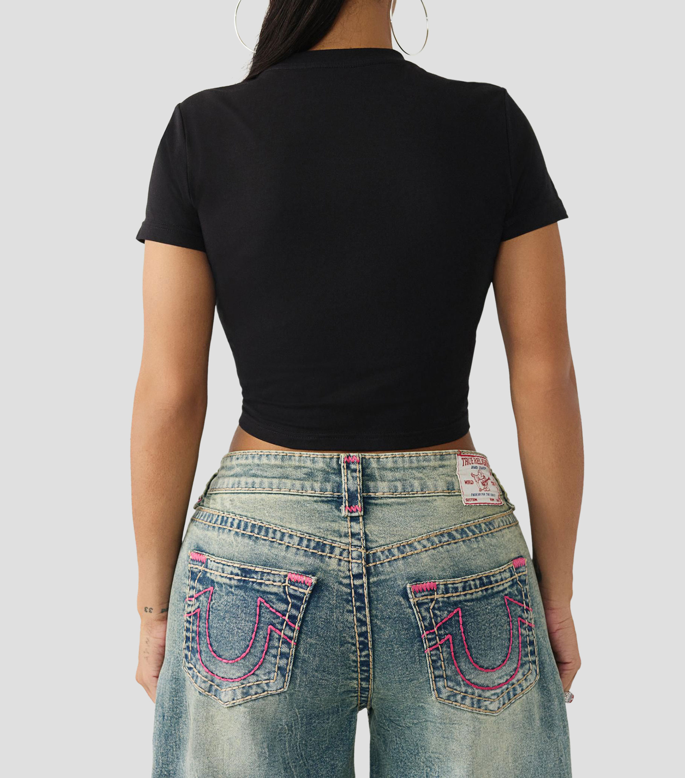 Playera cuello redondo manga corta estampada Mujer