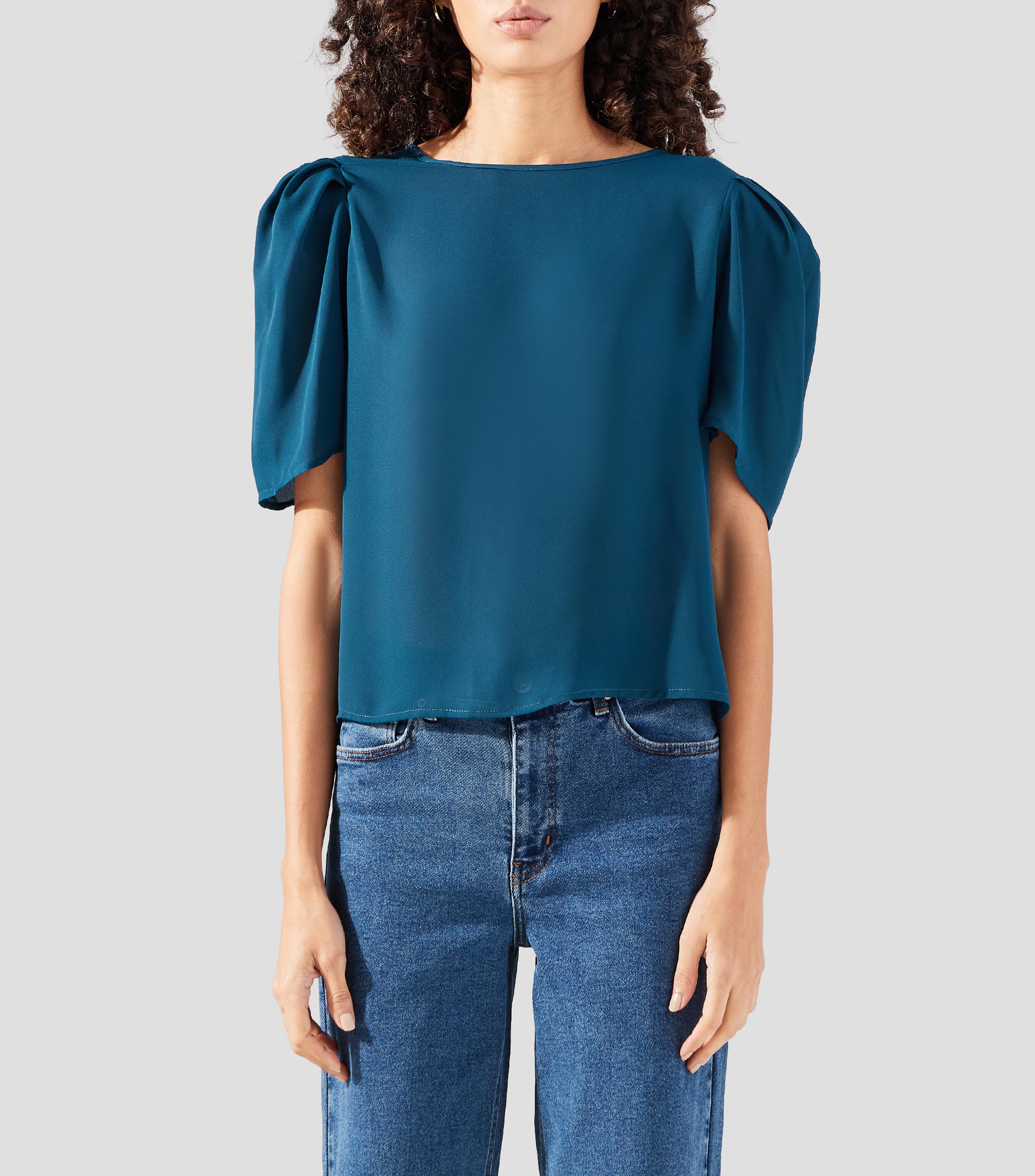 Blusa liso manga corta Mujer