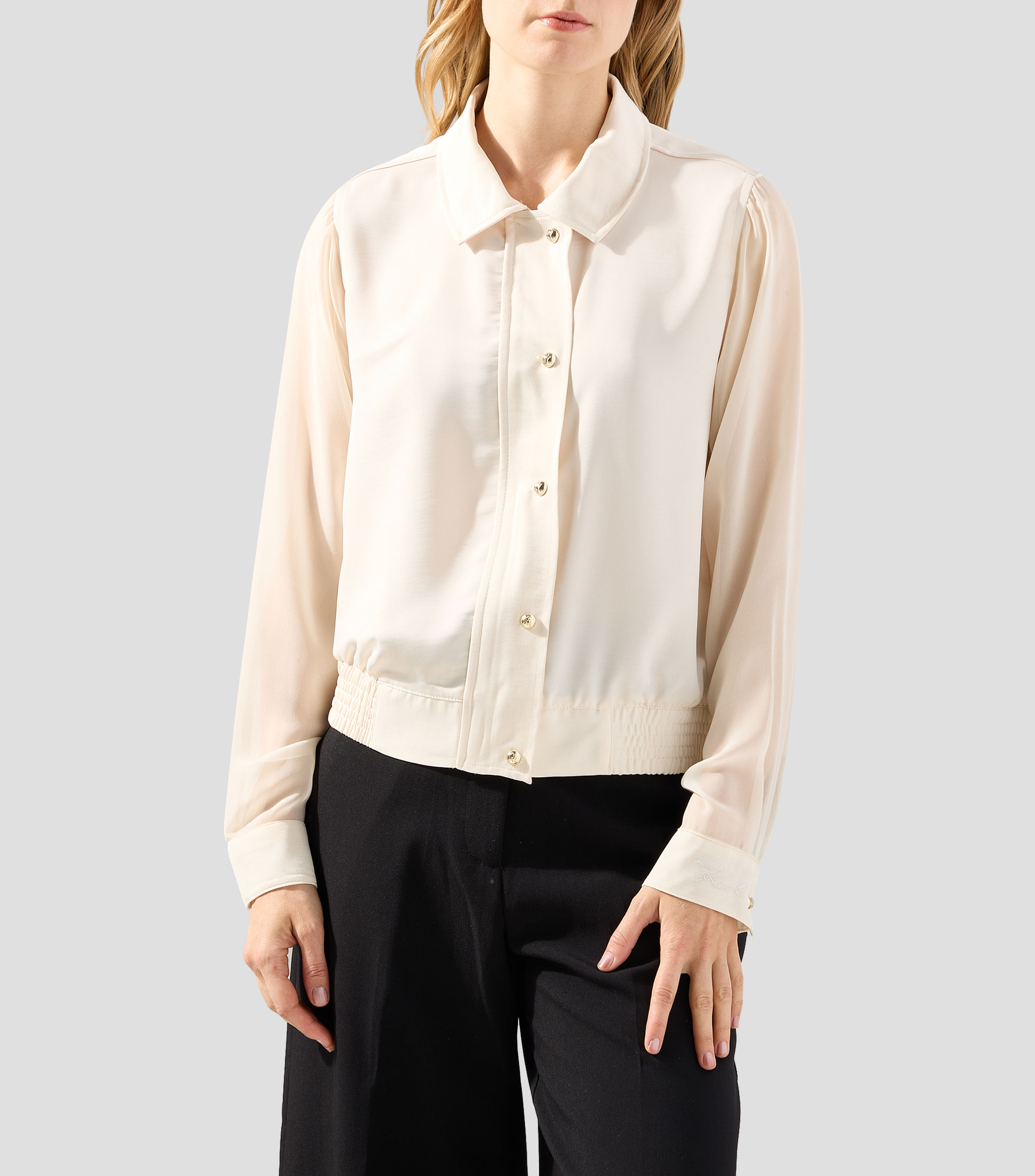Blusa lisa manga larga Mujer