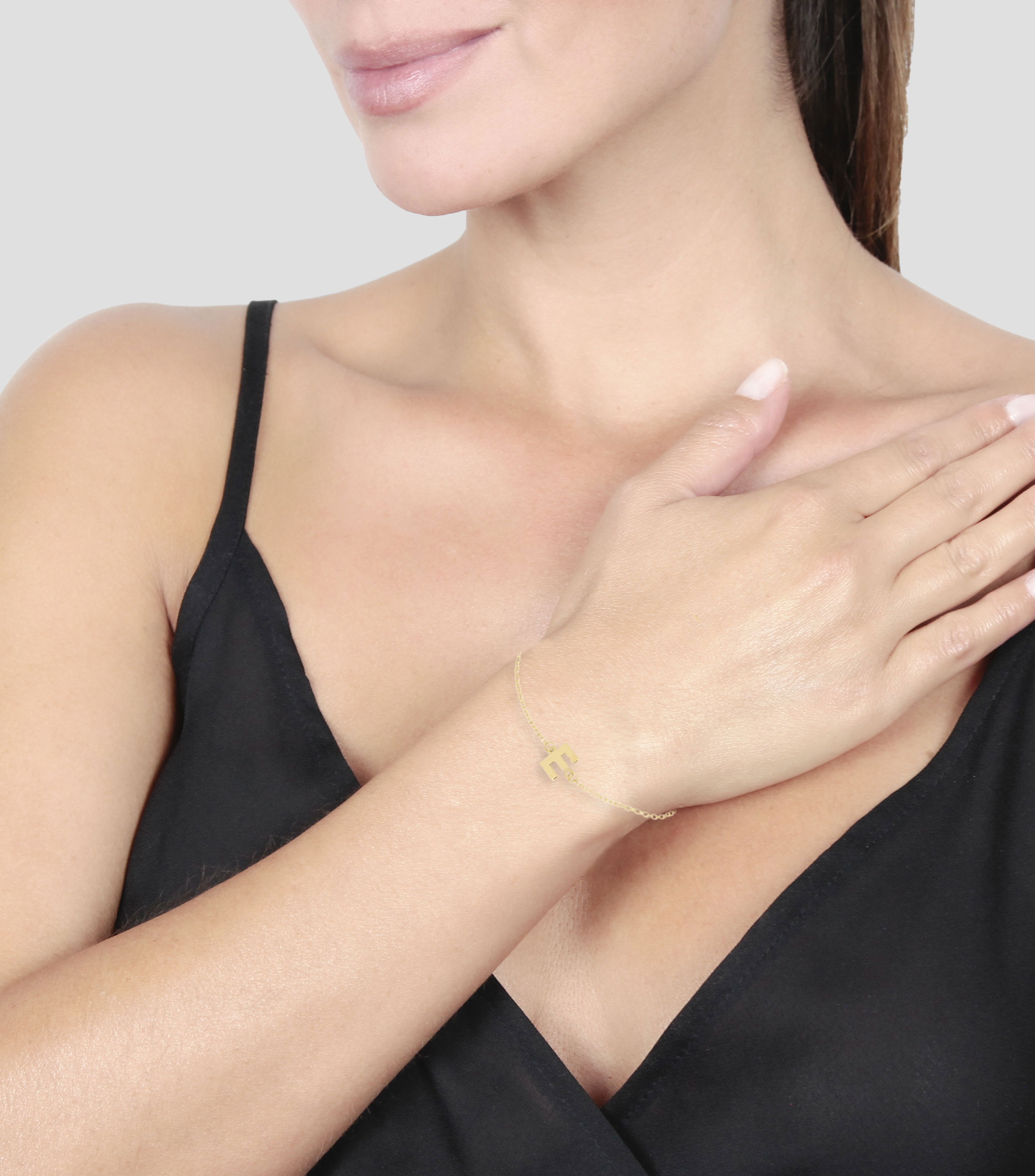 Pulsera en oro 14 Kilates Letra E Mujer