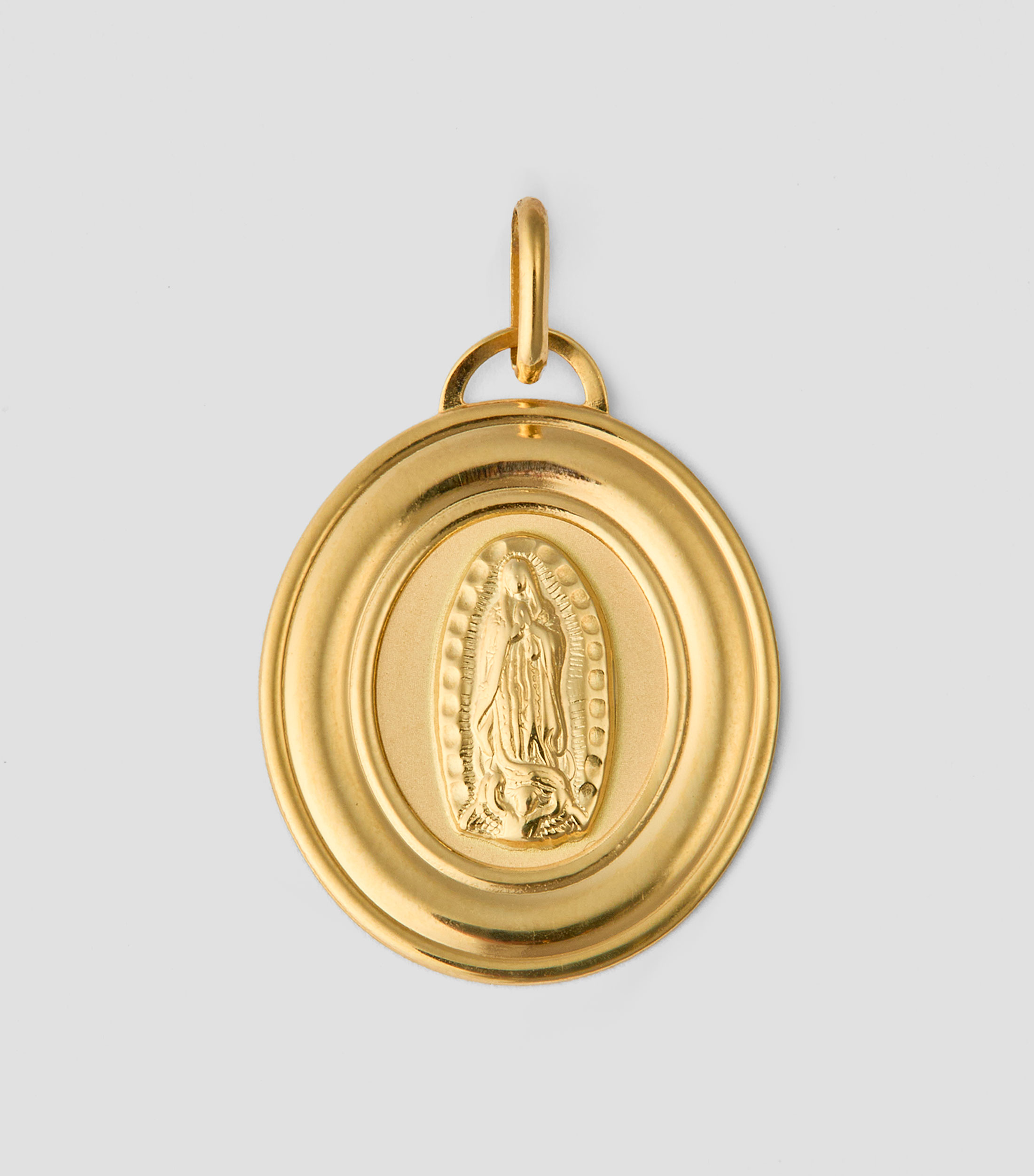 Medalla Virgen de Guadalupe en oro amarillo de 14 Kilates Mujer