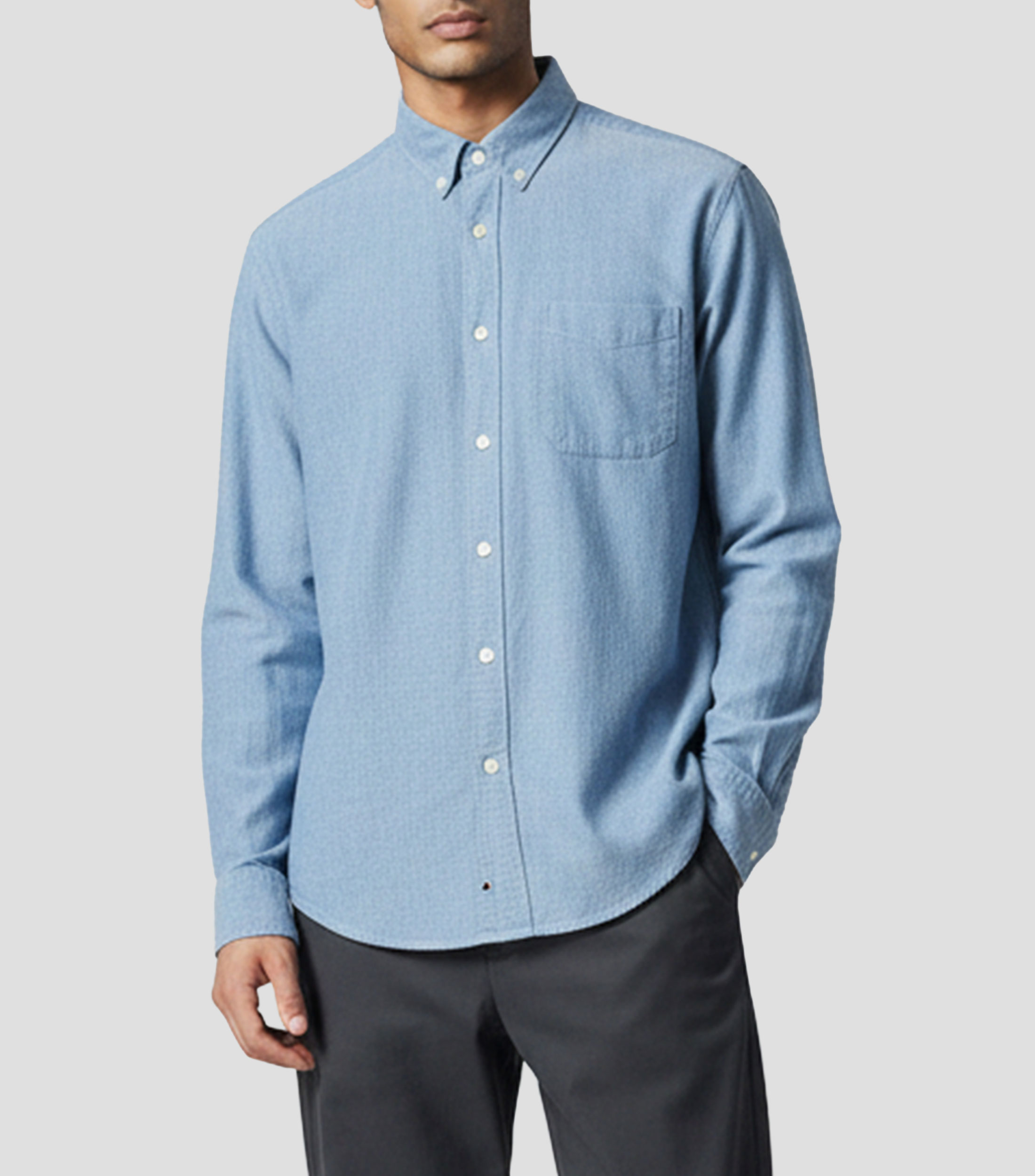 Camisa lisa manga larga Hombre