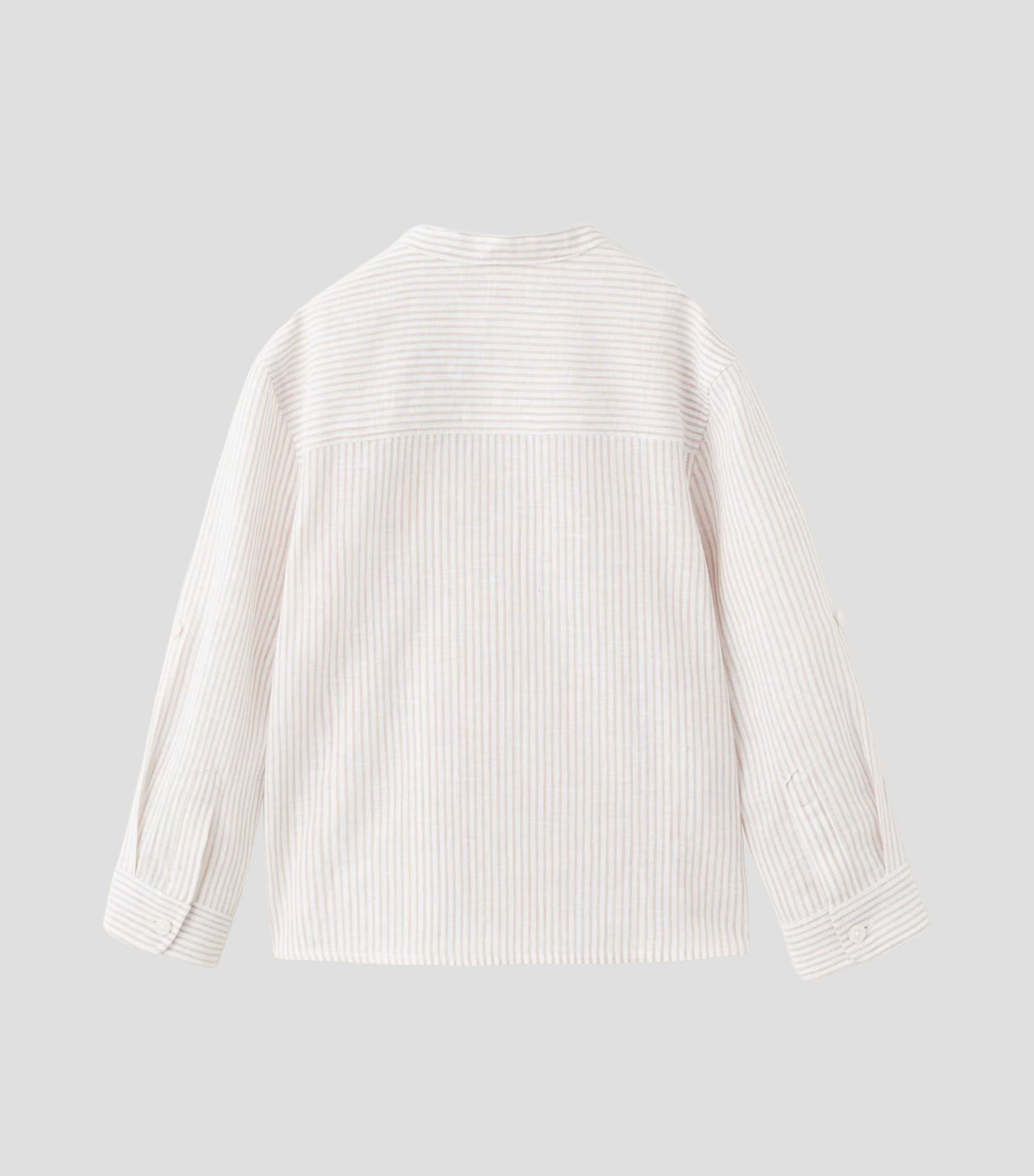Camisa rayas cuello mao manga larga Niño