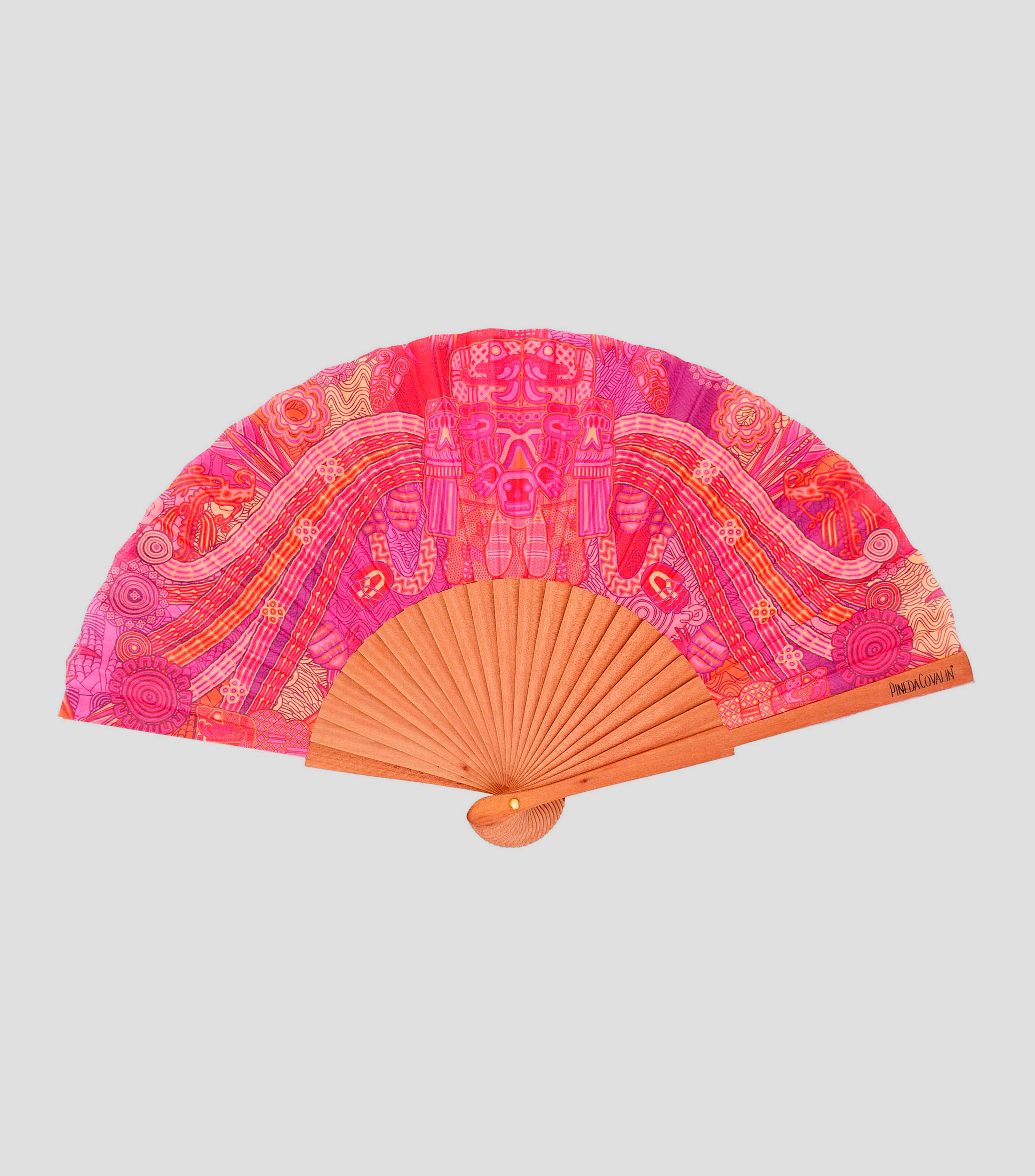 Abanico Coatlicue púrpura, rojo Mujer