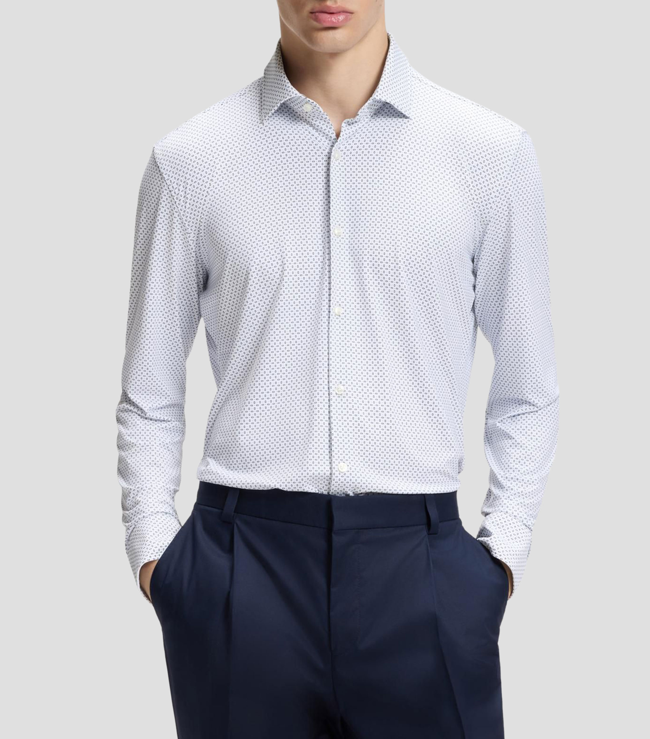 Camisa microdiseño manga larga Hombre