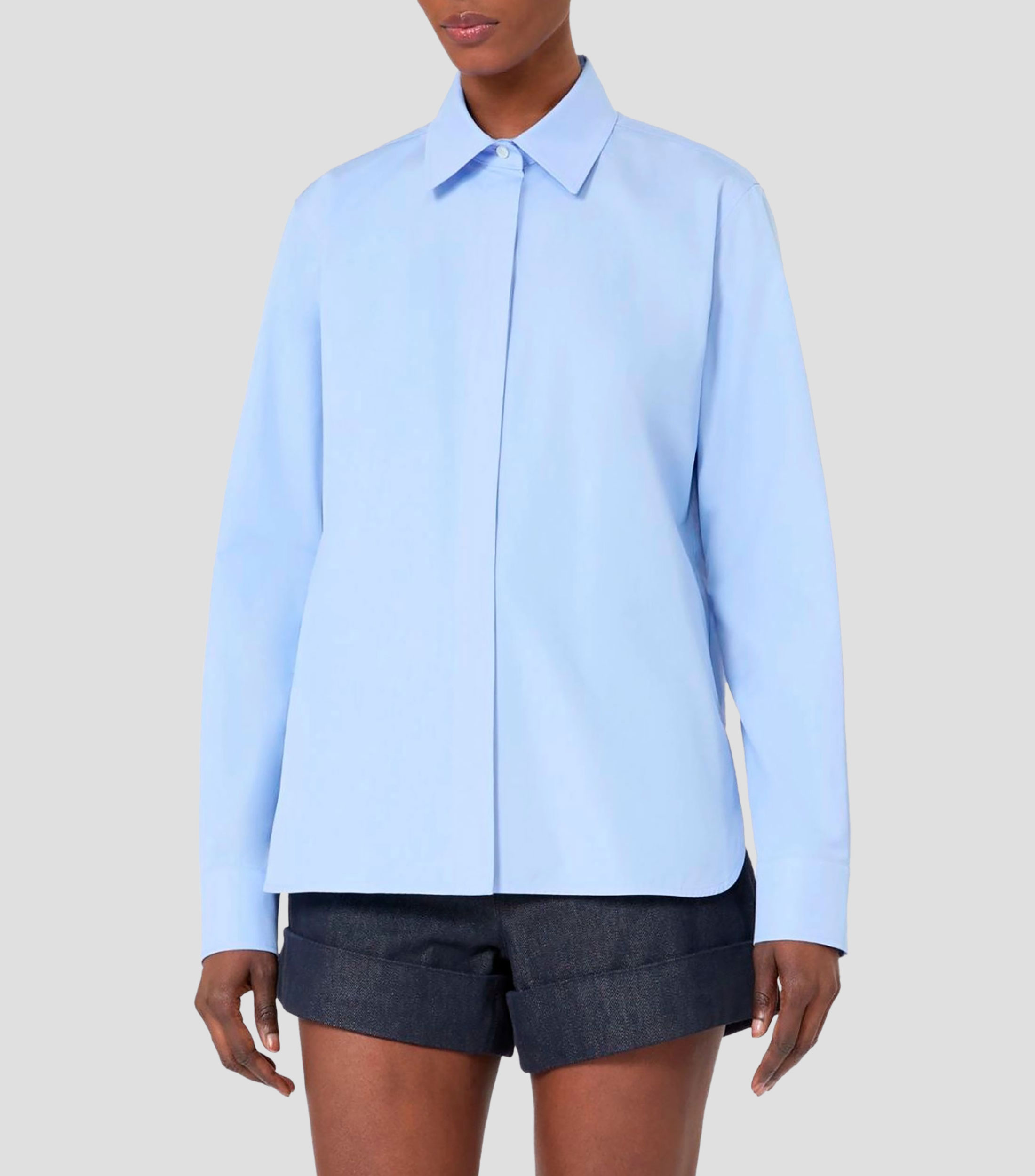 Camisa lisa de manga larga Mujer