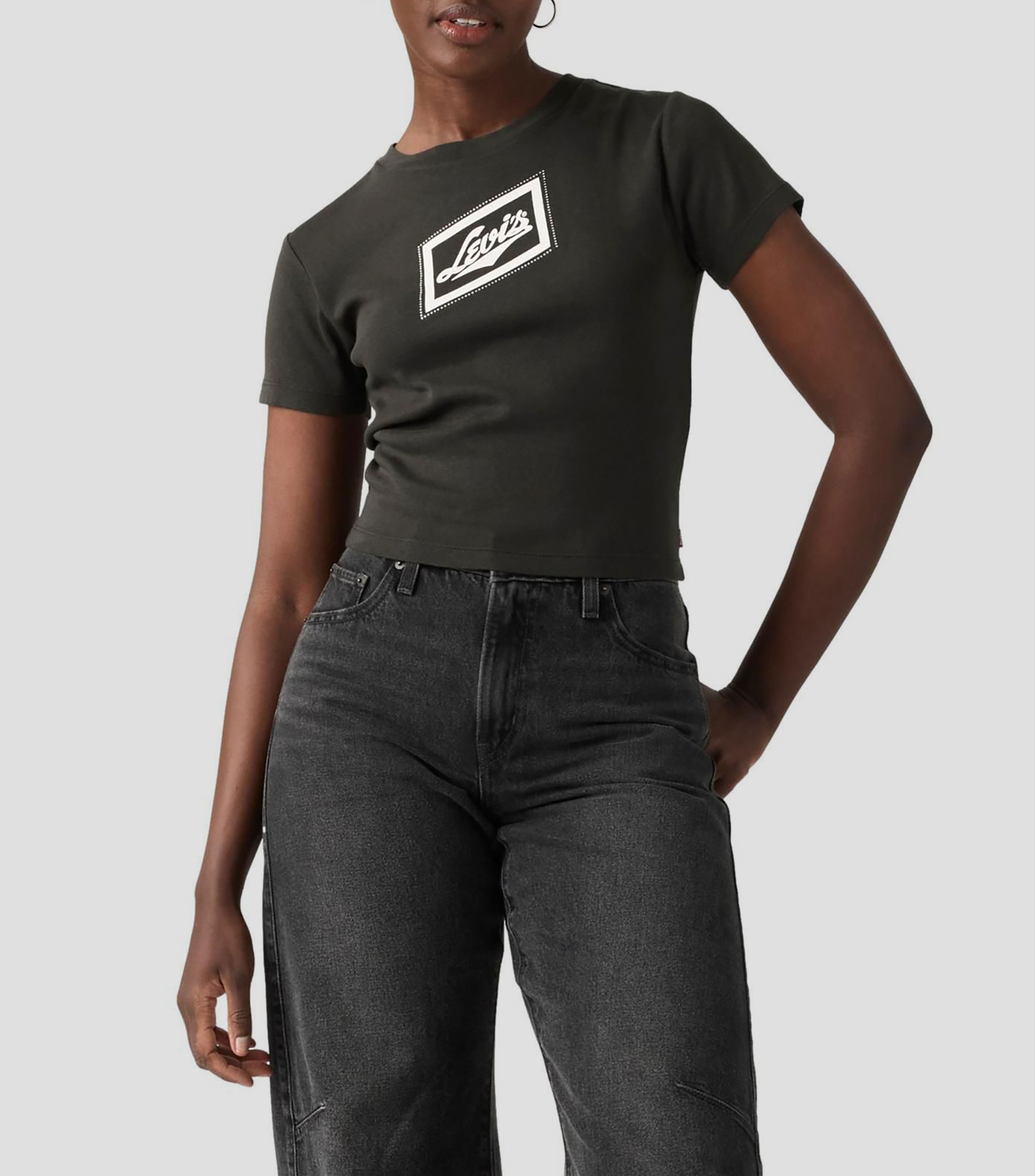 Playera cuello redondo manga corta sólida Mujer