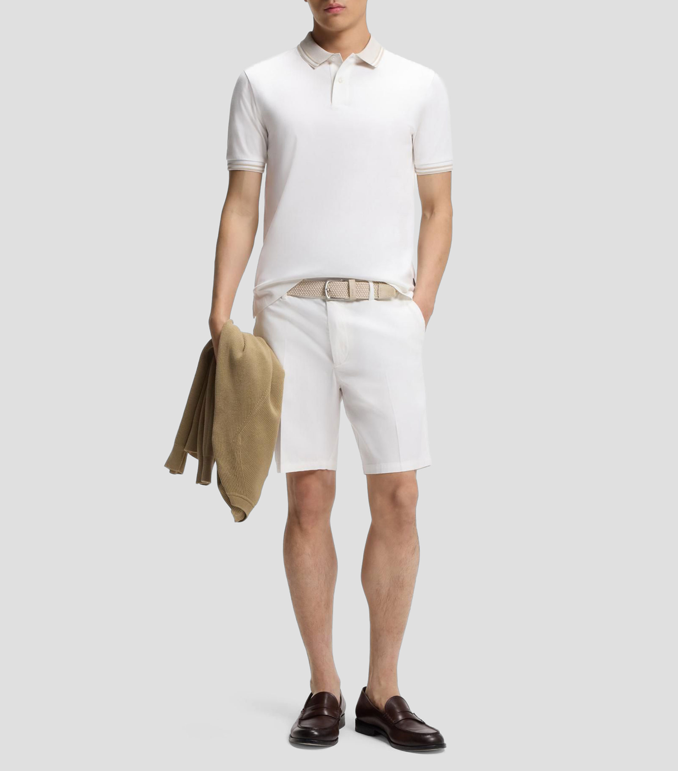 Polo slim de algodón mercerizado con detalles de rayas Hombre