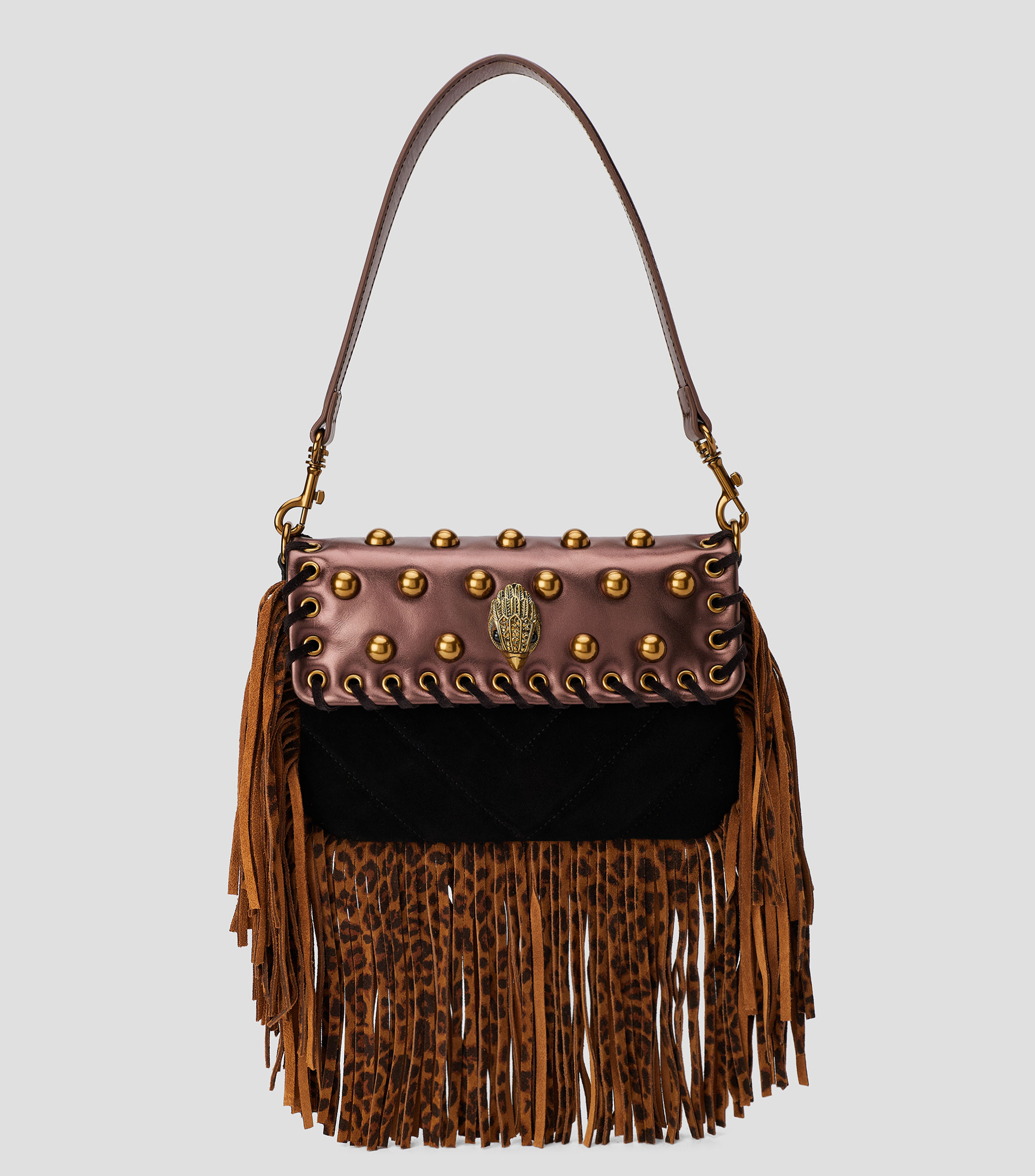 Bolsa Shoulder en piel vacuna Oxford Finge fantasía Mujer