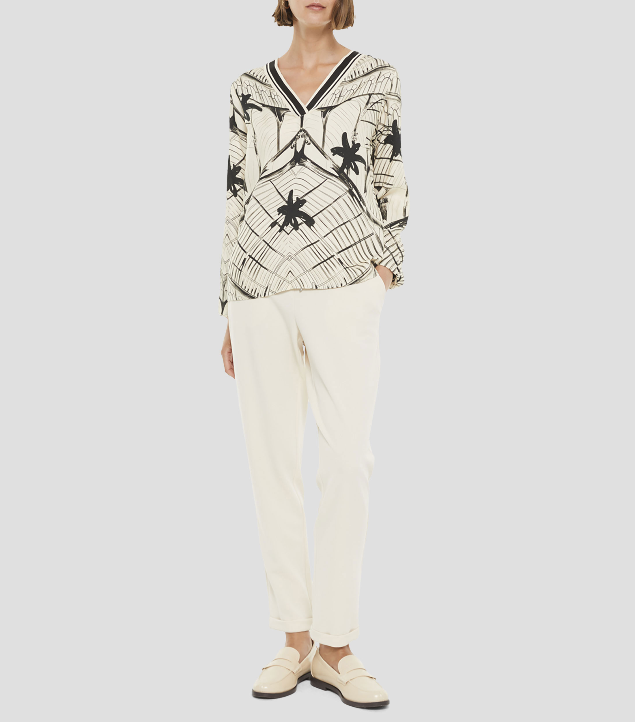 Blusa estampada con manga larga Mujer