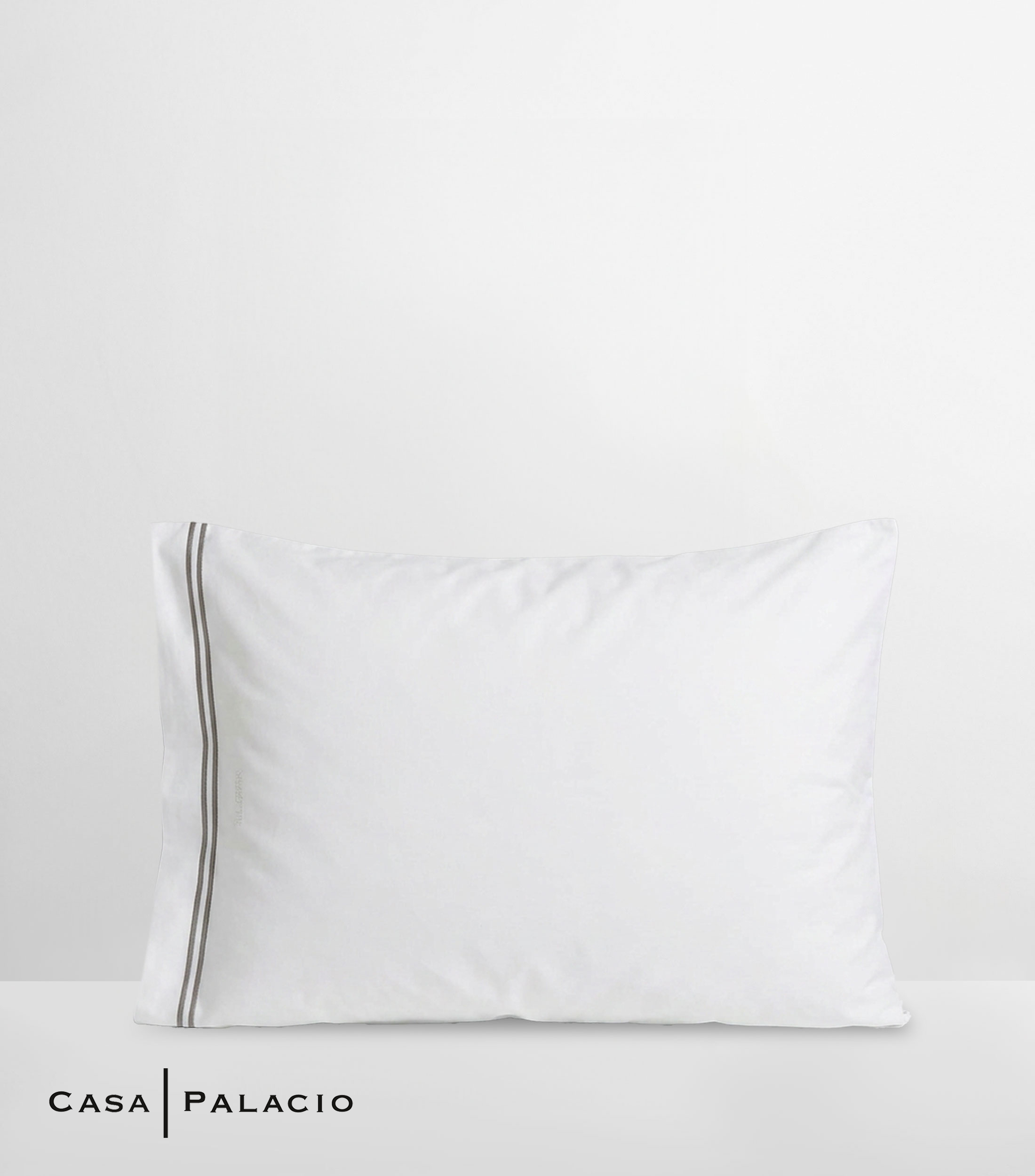 Funda para almohada estándar en algodón Classic blanca con gris
