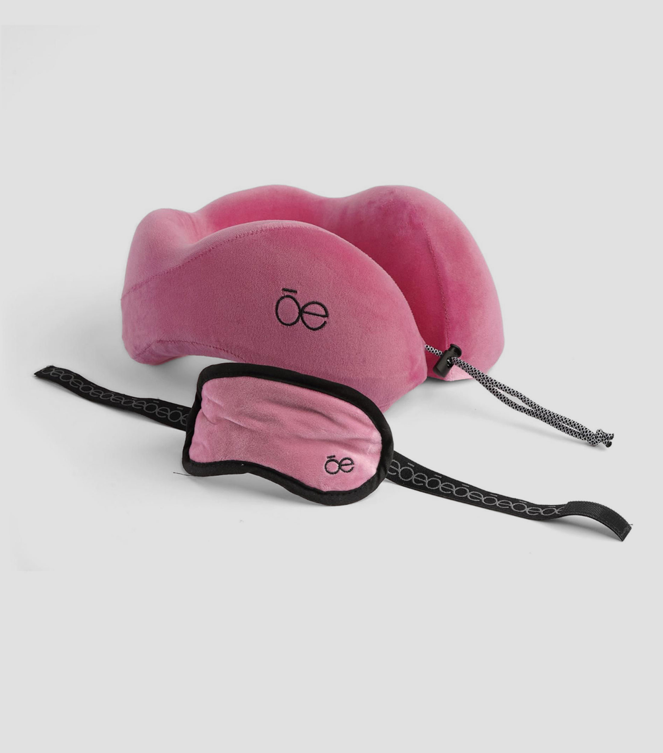 Almohada de viaje con antifaz Memory Foam Firme Ergo Rosa