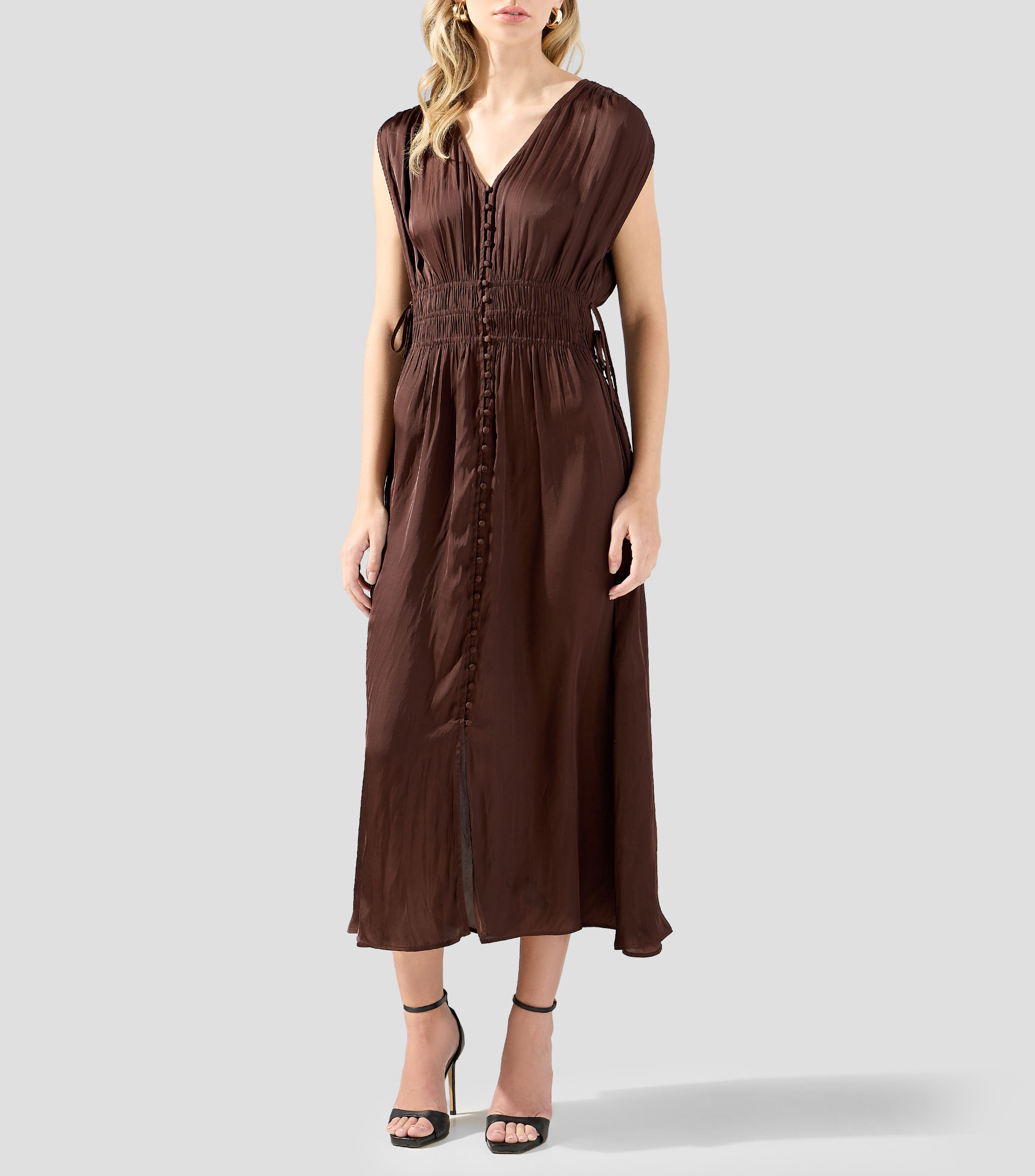 Vestido largo liso Mujer