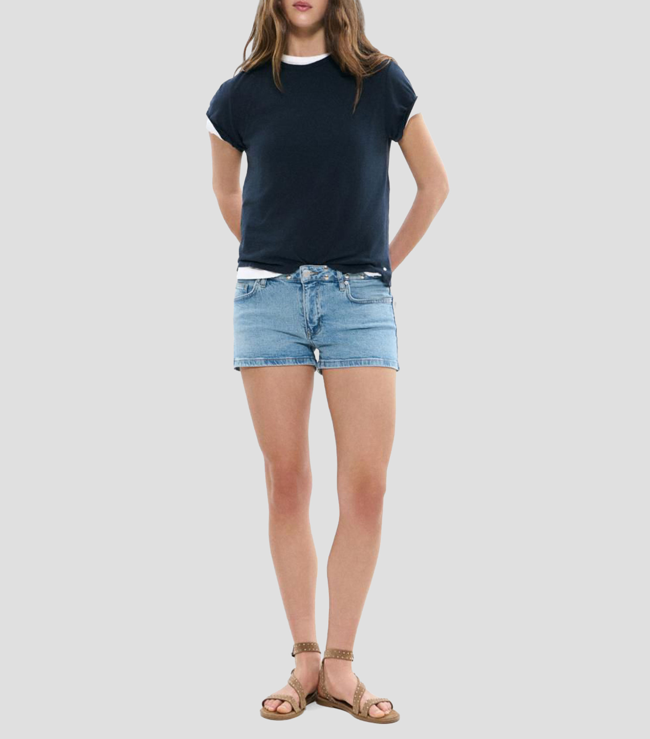 Short de mezclilla jaspeado Mujer
