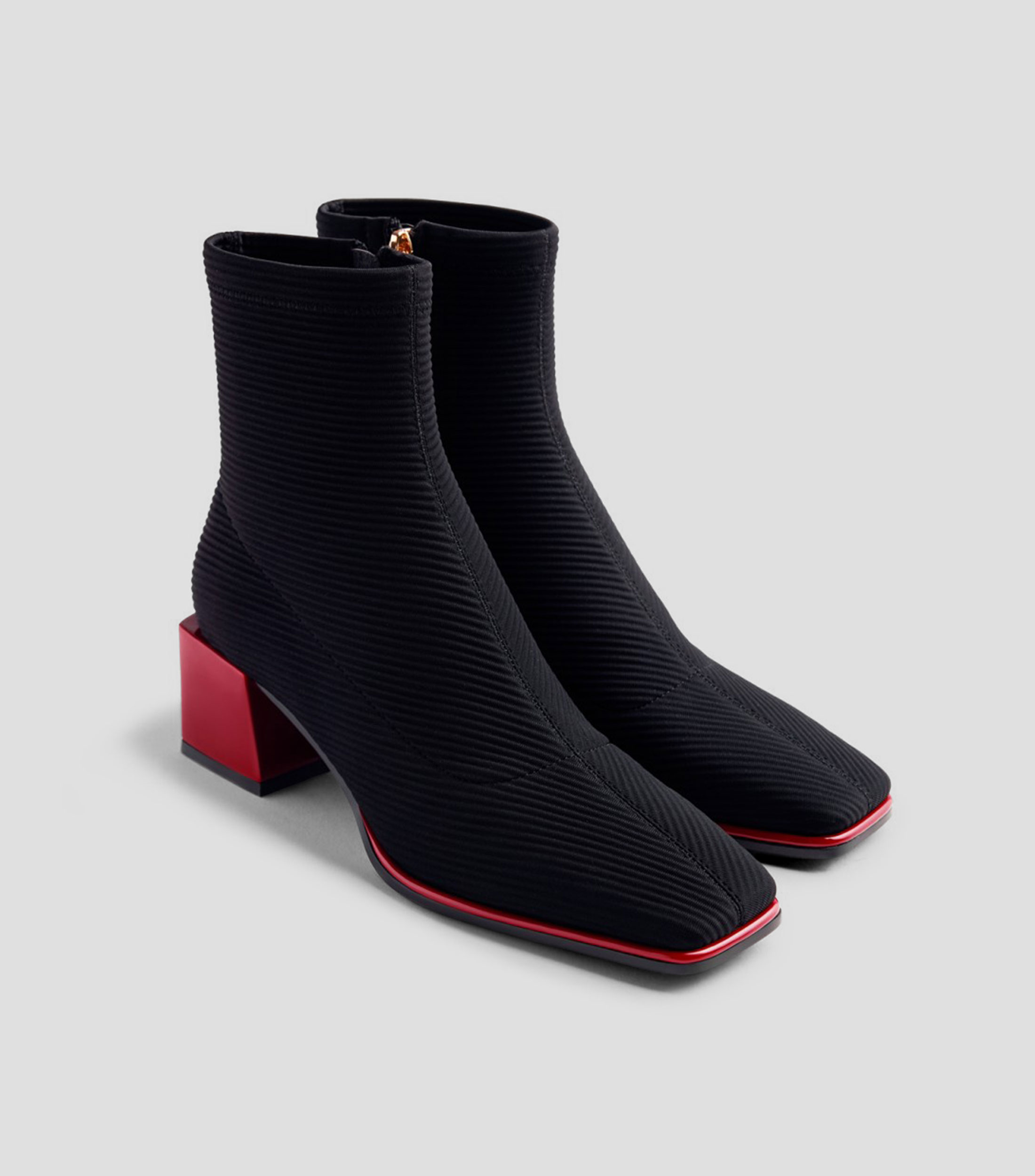 Botines En Piel con Tacón Cuadrado Bajo Mujer