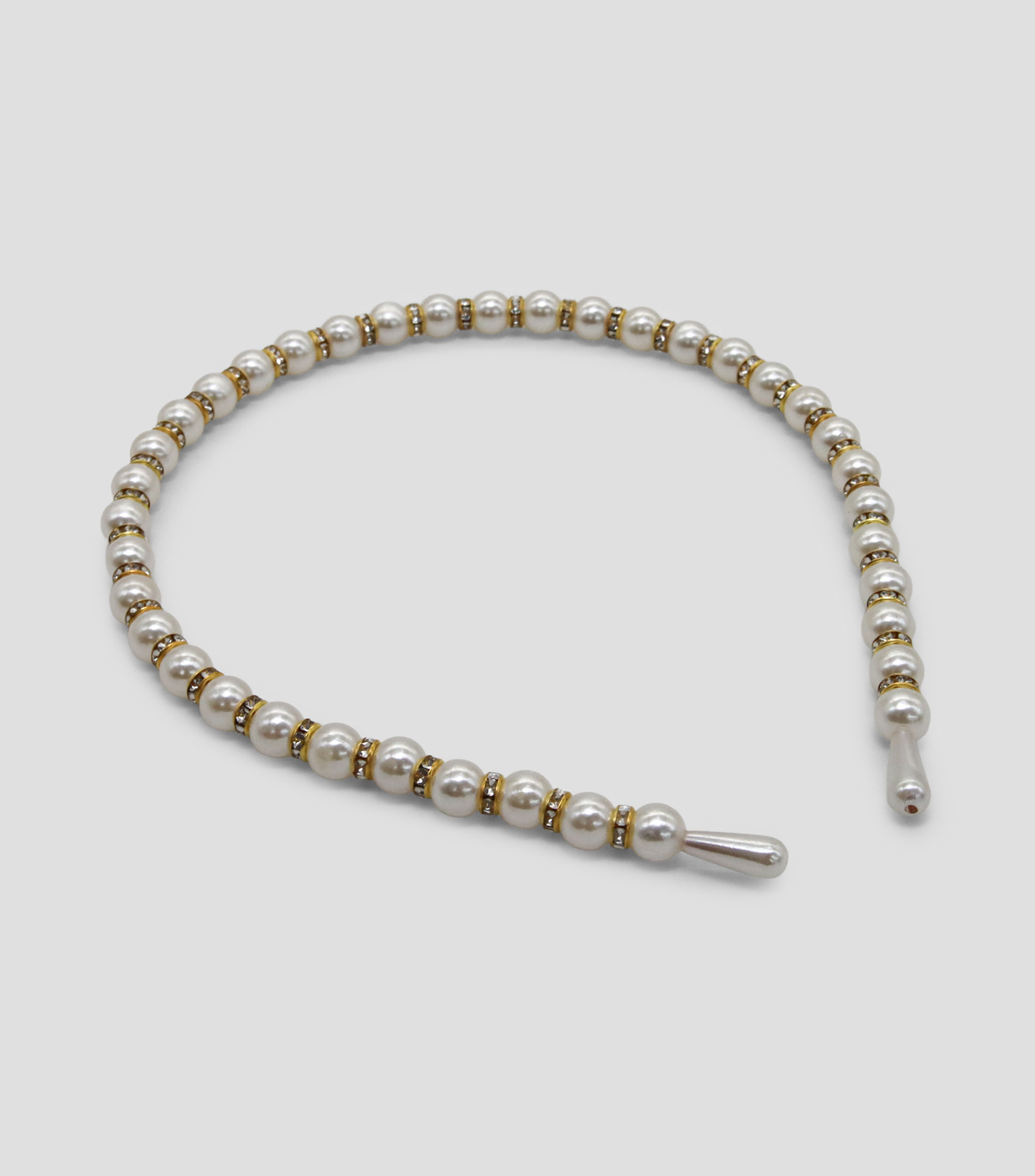 Diadema sencilla de perlas y brillos Niña