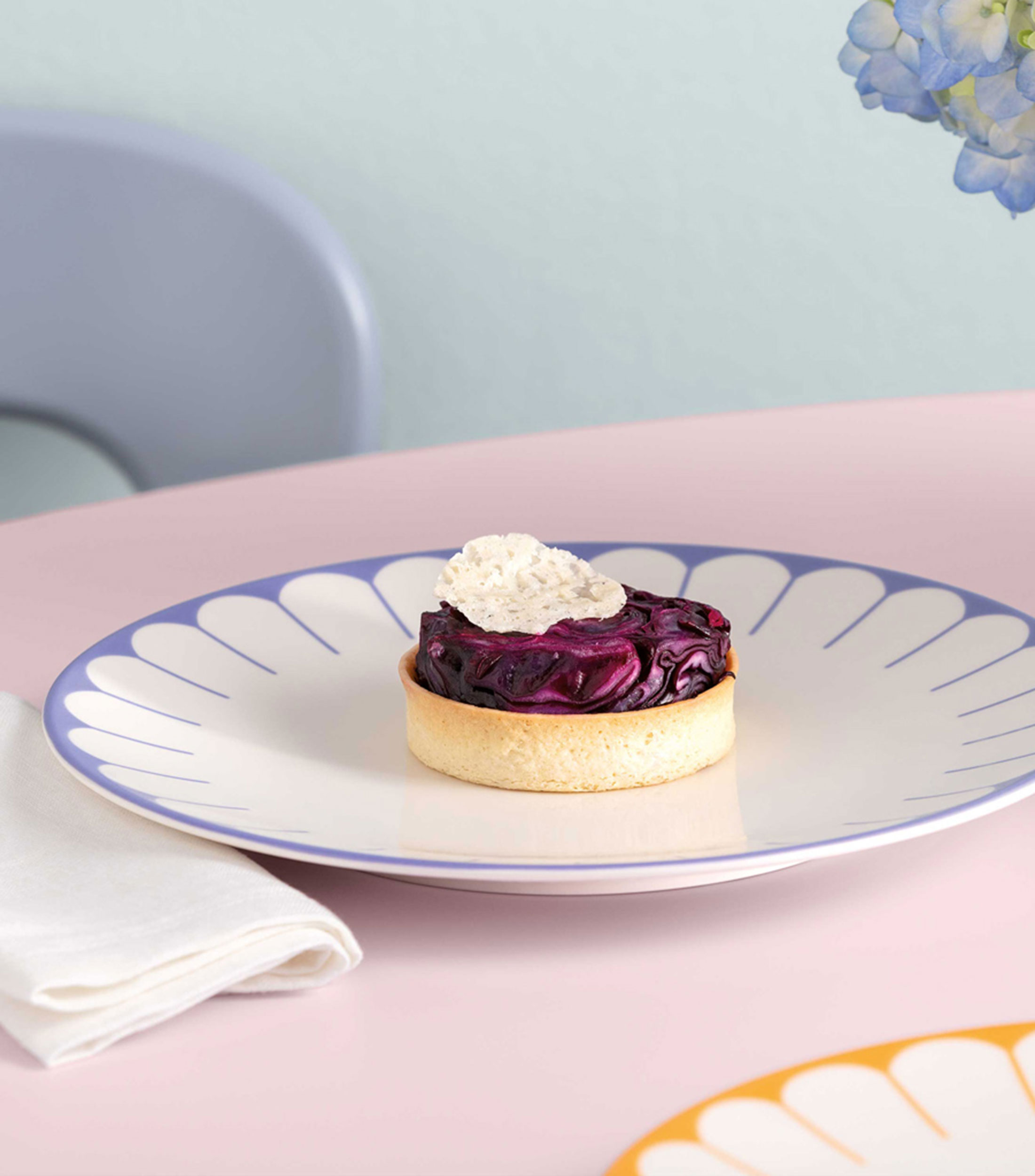 Plato Trinche Fleur Bleu Estampado