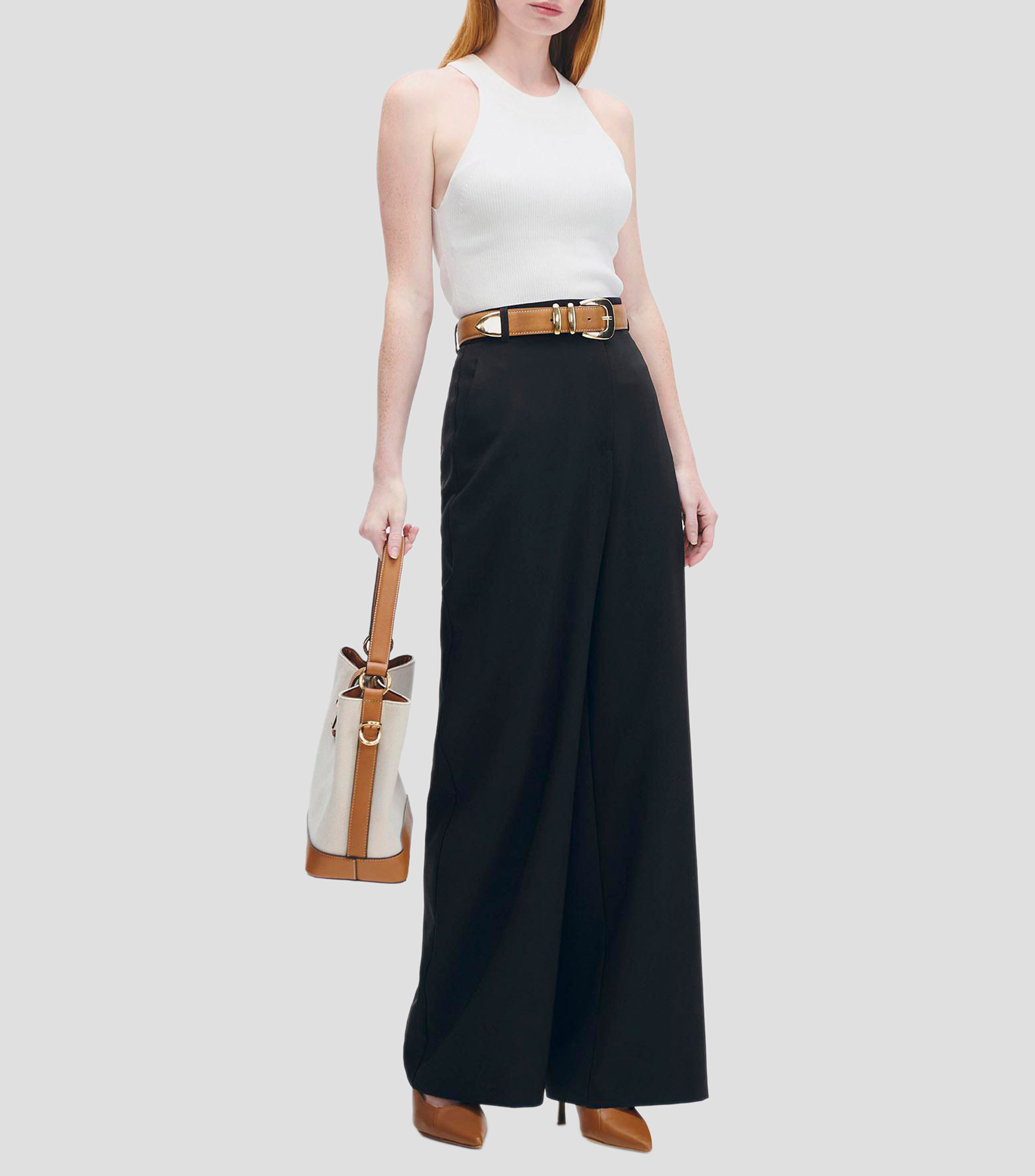 Blusa halter tejido canalé Mujer