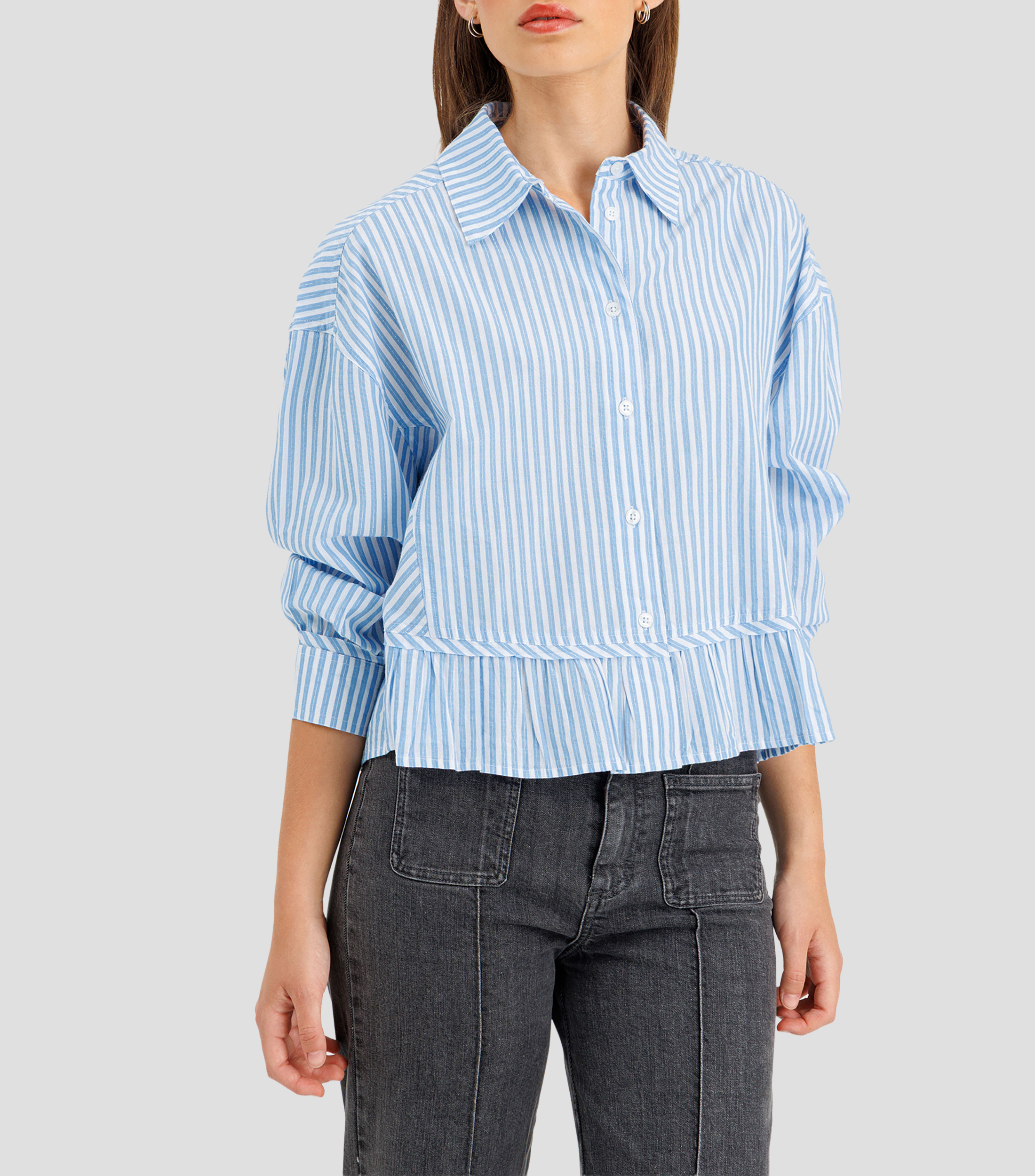 Camisa de rayas manga larga Mujer