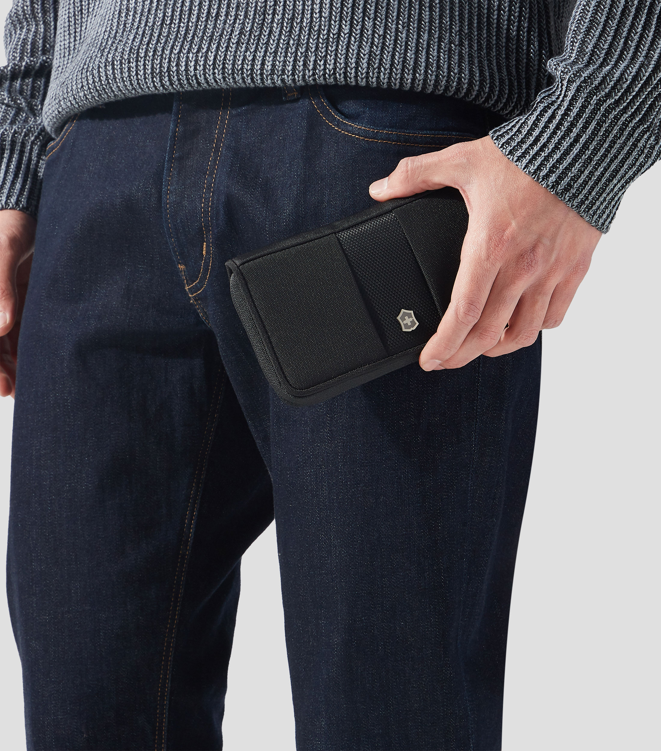 Cartera Smartphone en nylon negro Hombre