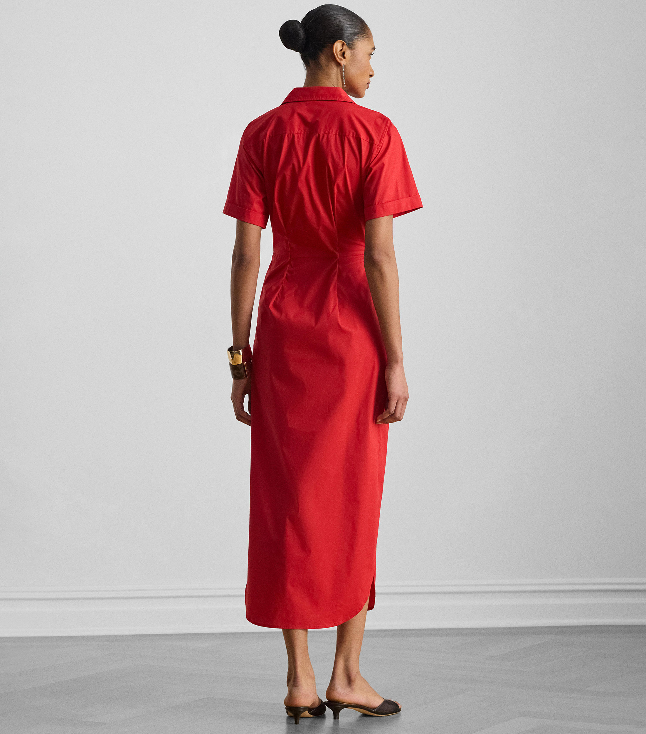 Vestido midi liso Mujer