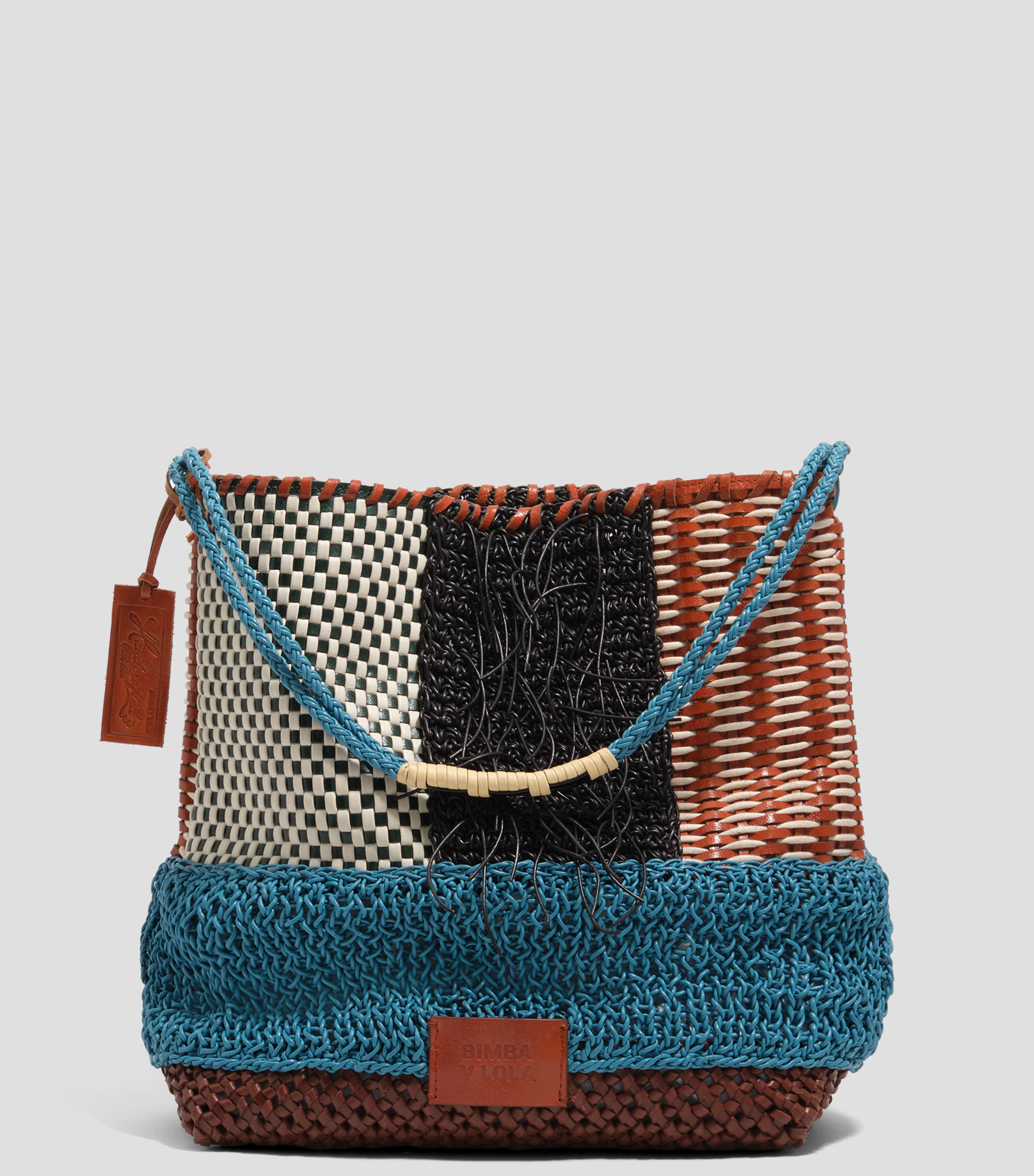 Bolsa tote en piel liso con detalle decorativo Mujer