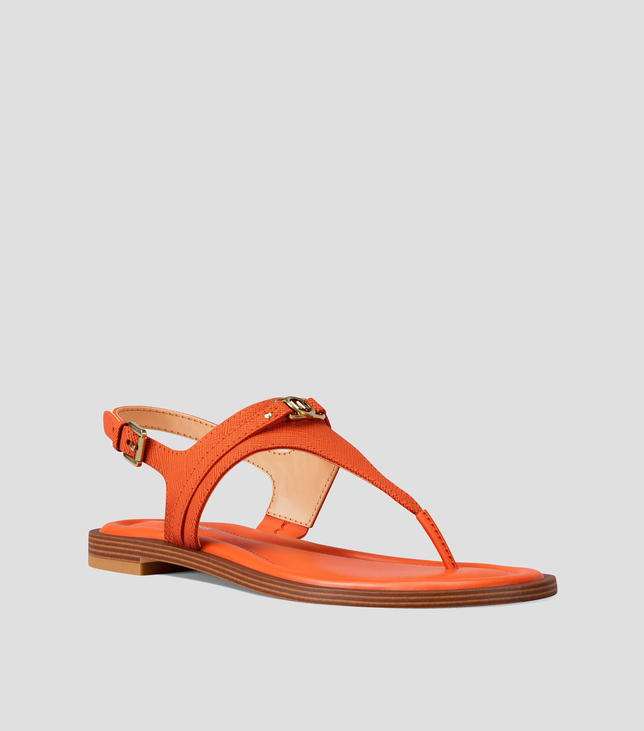 Sandalias planas en piel lisas Mujer