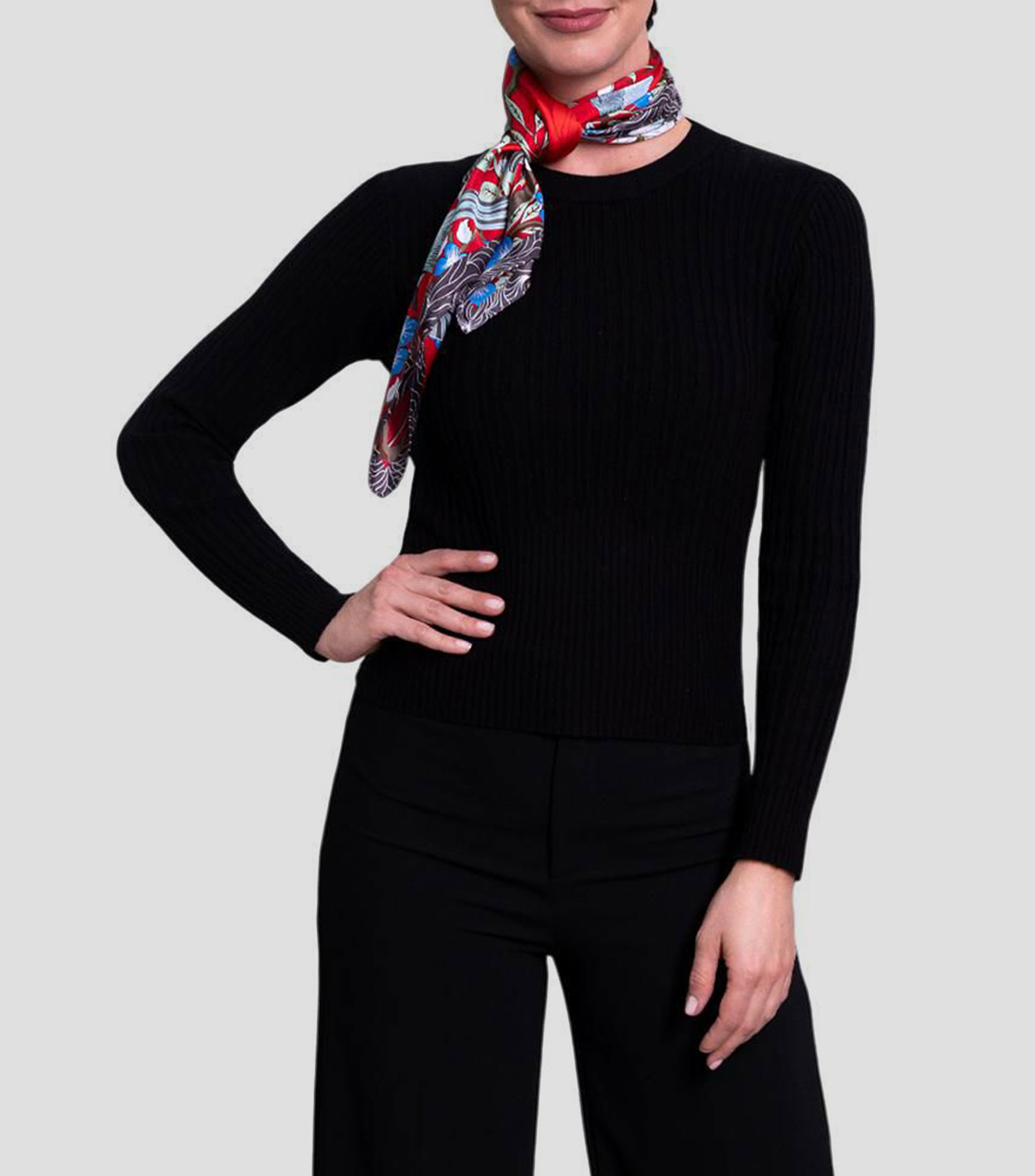 Mascada en seda con estampado Urraca Mexicana Mujer
