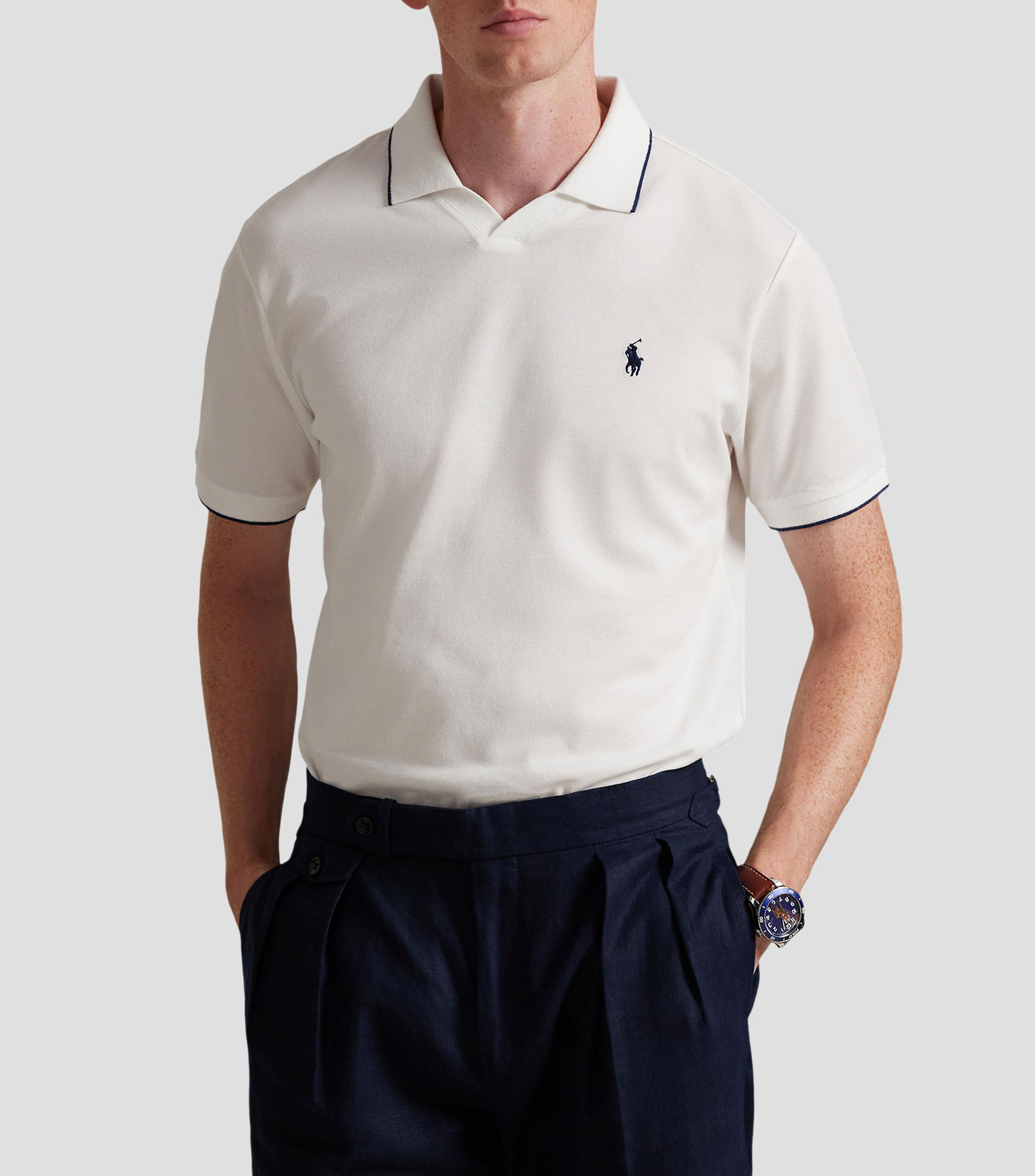 Playera tipo polo manga corta lisa Hombre