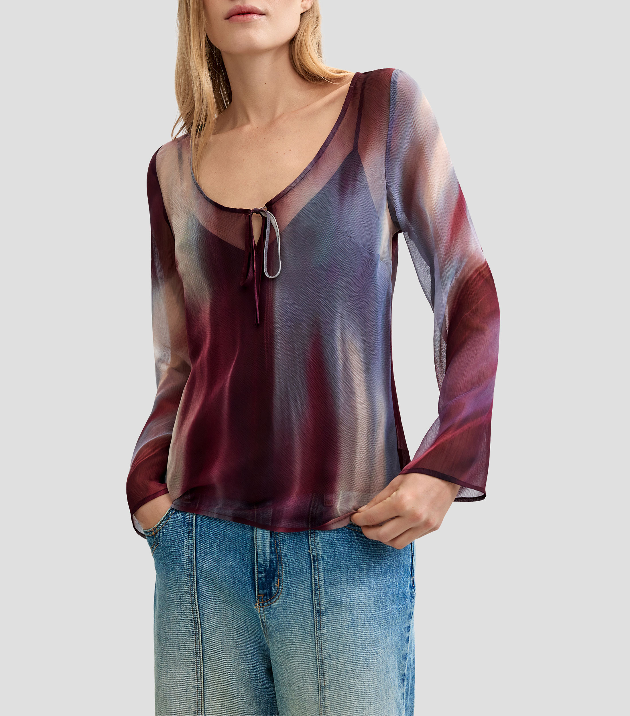 Blusa diseño estampado manga larga Mujer