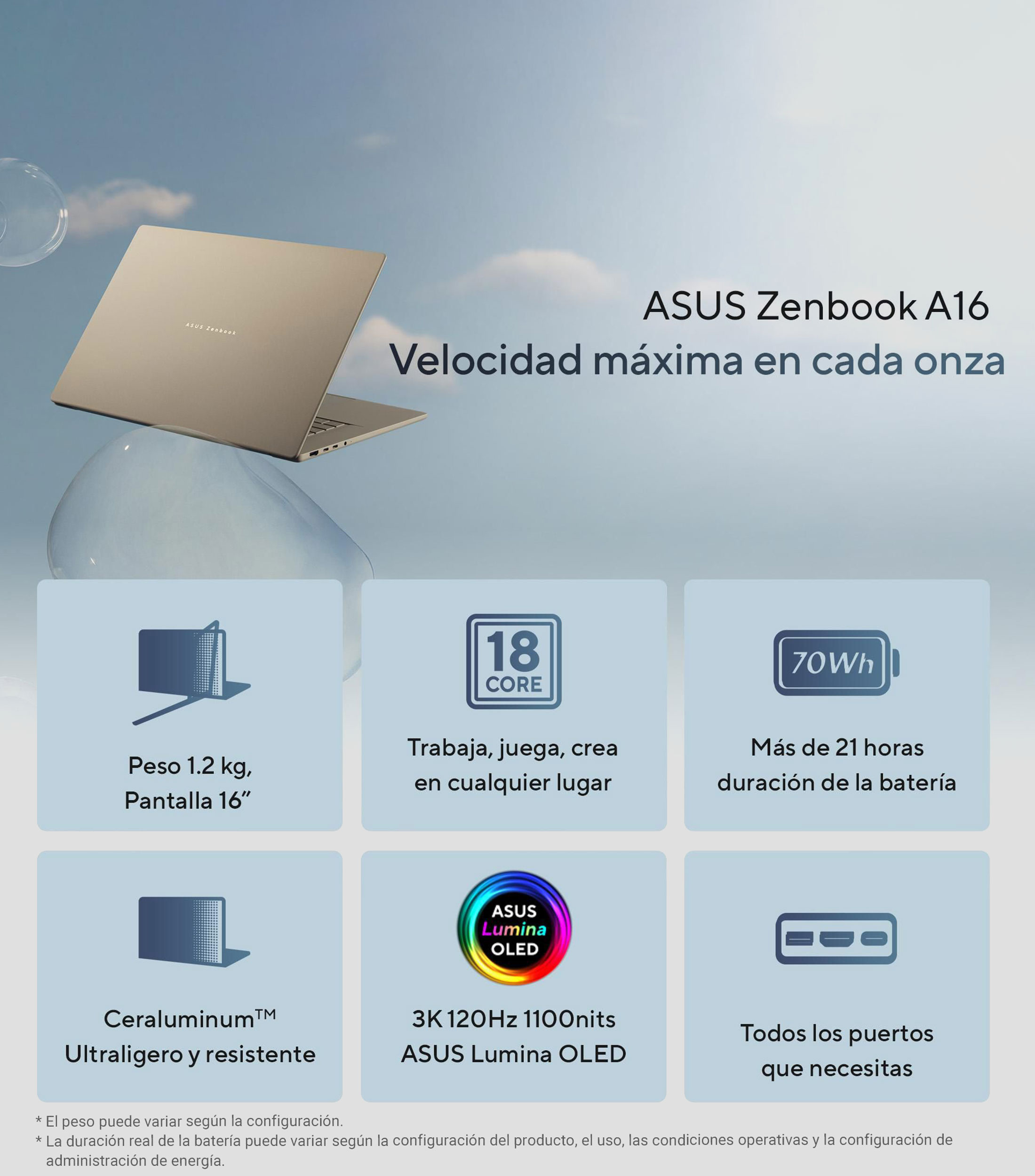 Laptop, Zenbook A16, 16", Snapdragon X2 Elite Extreme, RAM 48 GB, 1 TB SSD