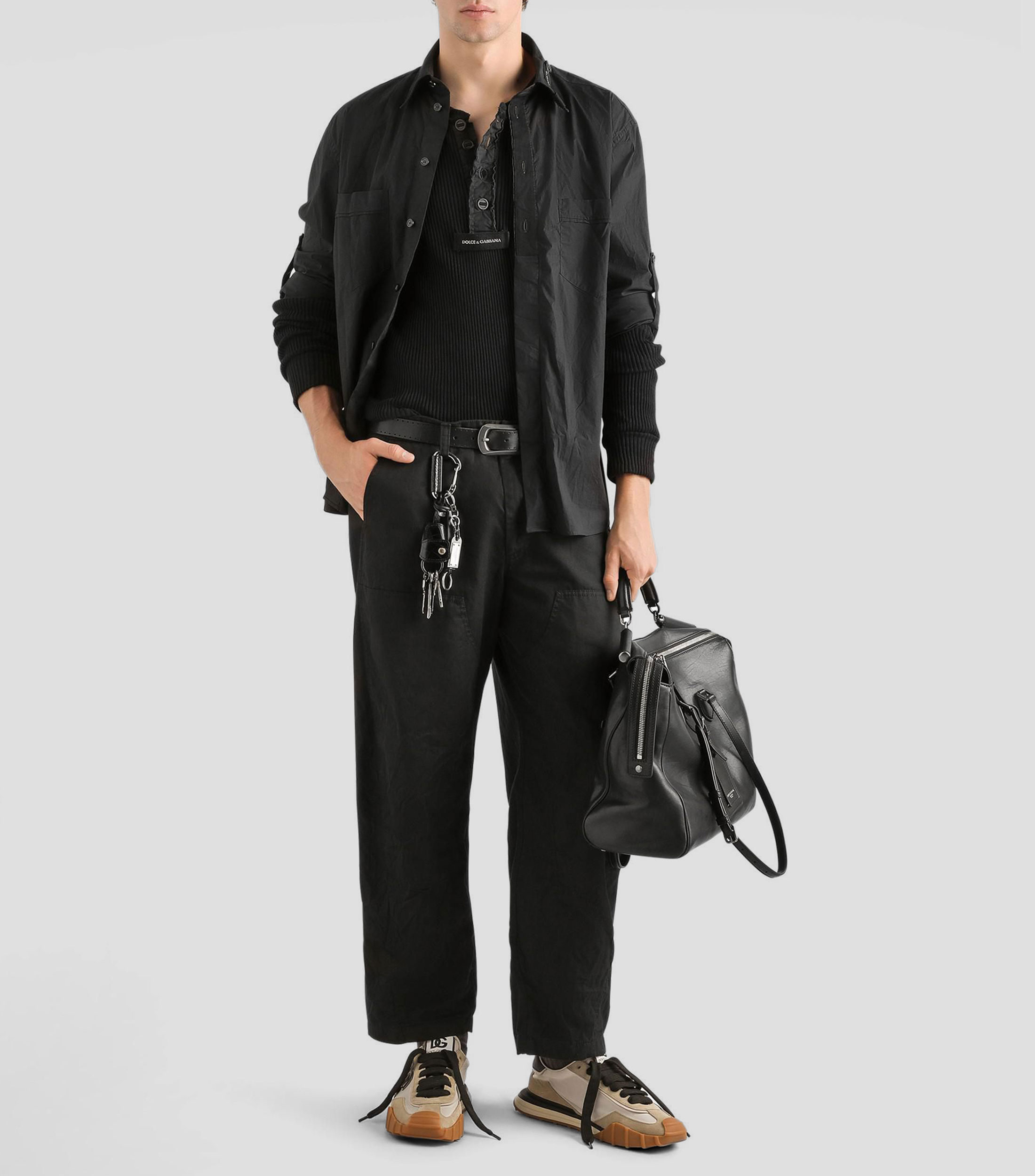 Camisa lisa con manga larga Hombre