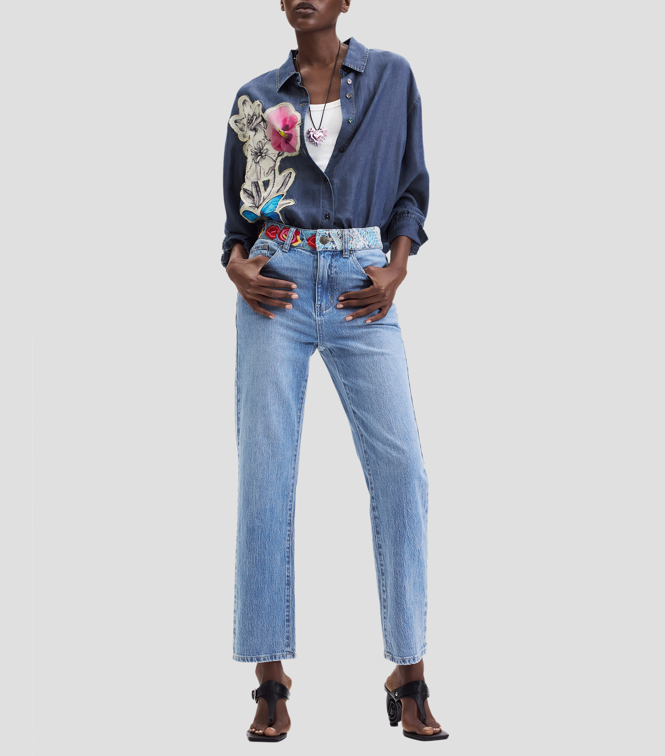 Pantalón Vaquero Recto Mujer
