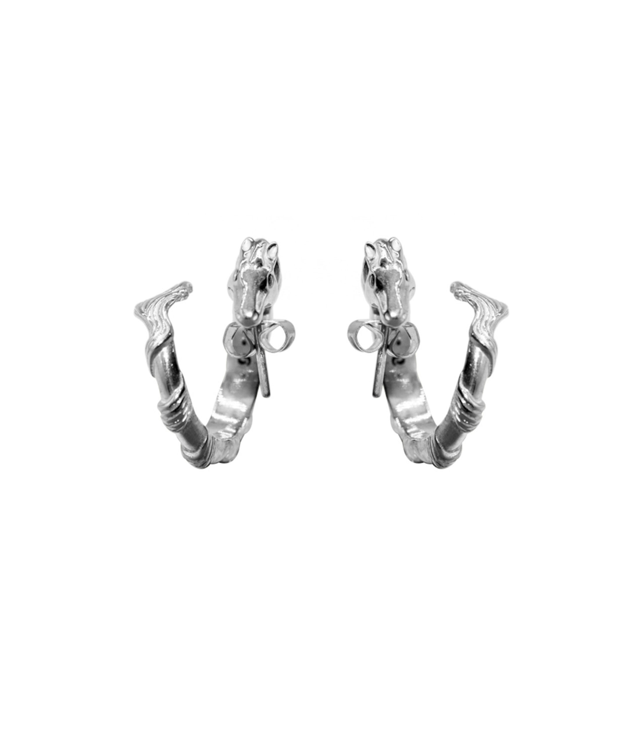 Aretes Caballo en plata .925 con zafiro Mujer